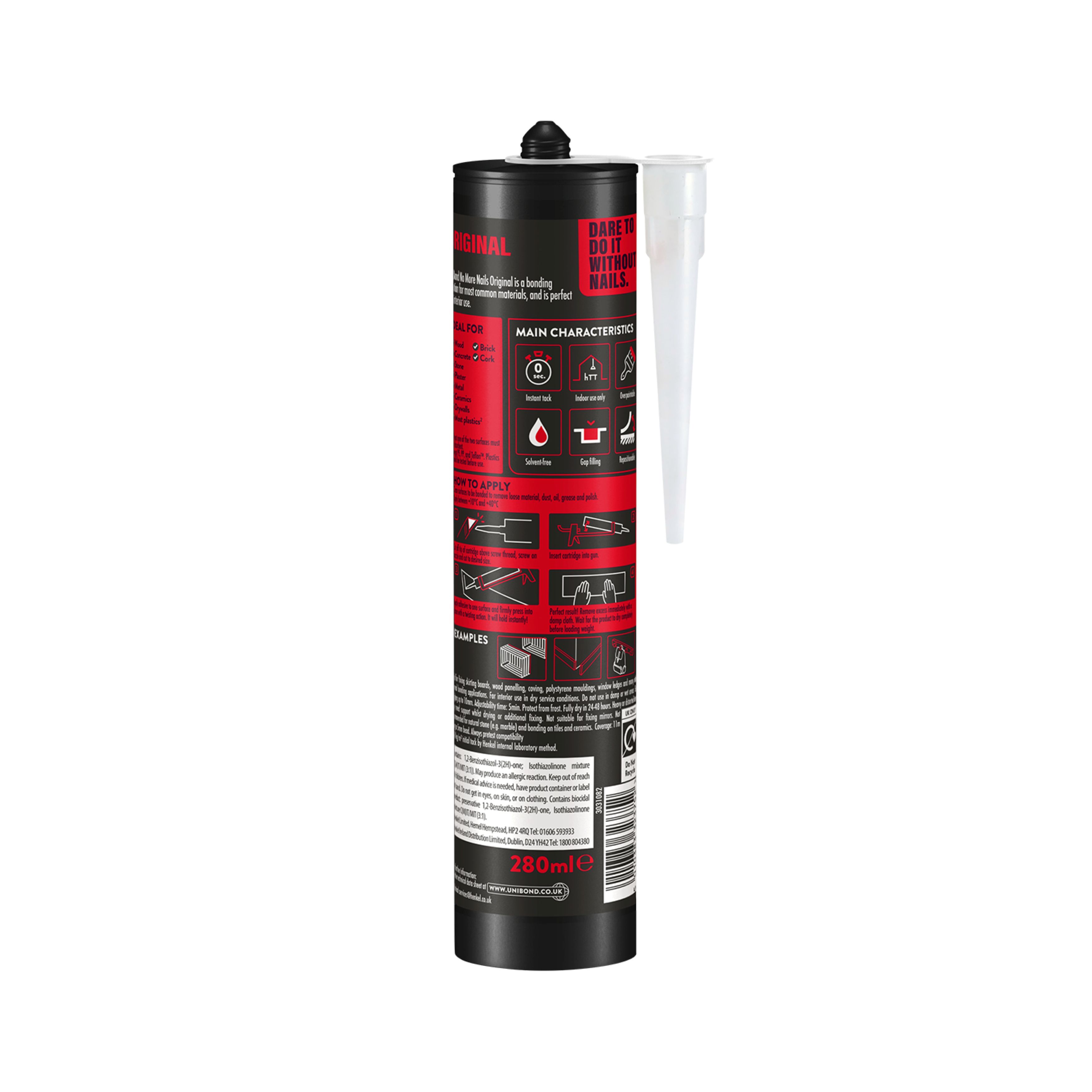 UniBond No More Nails White Not water resistant Adhesive 443g, Volume 280ml