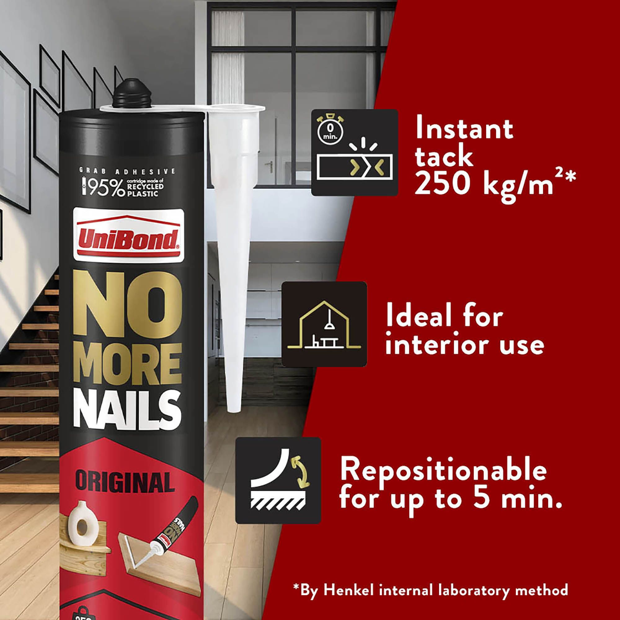 UniBond No More Nails White Not water resistant Adhesive 443g, Volume 280ml