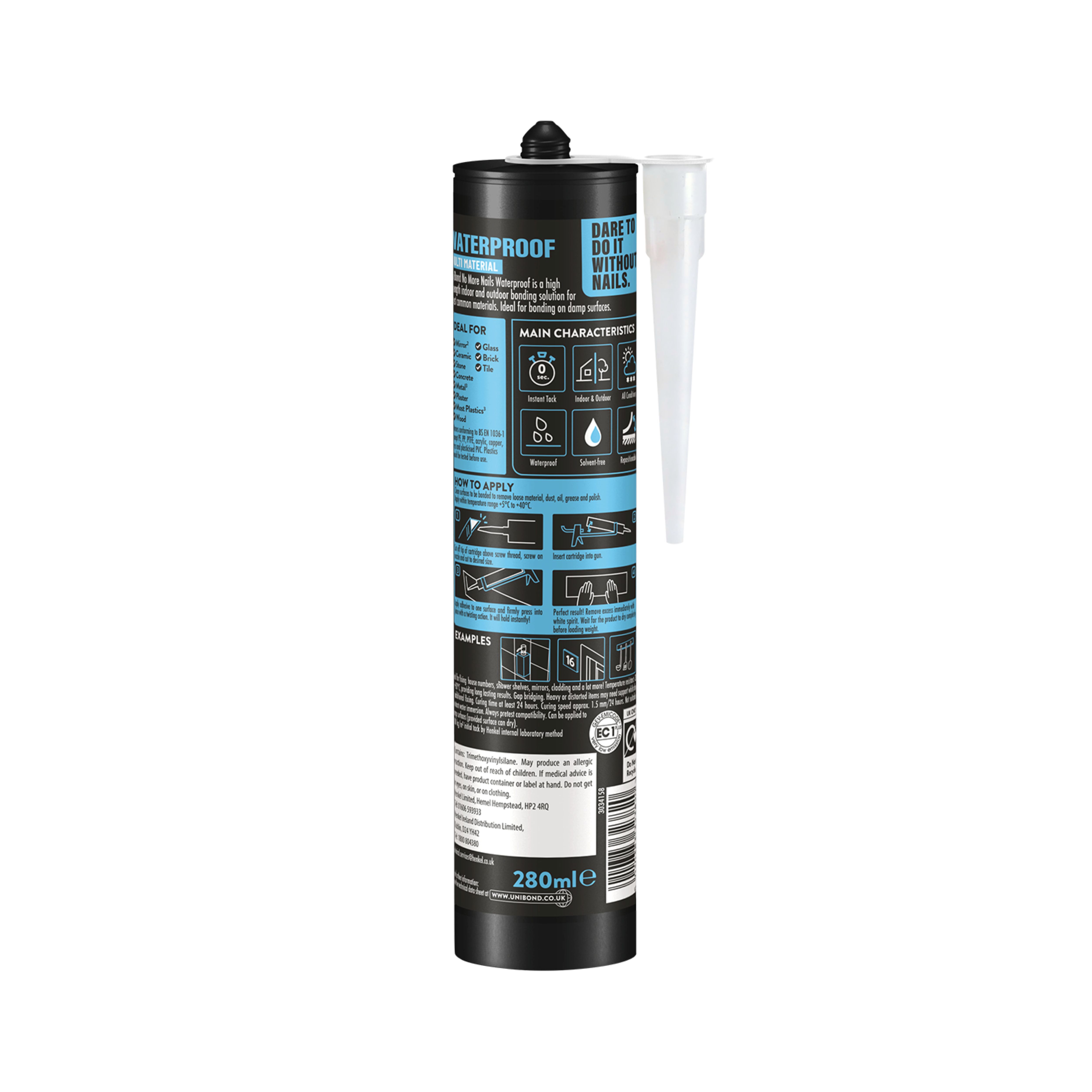 UniBond No More Nails White Water resistant Grab adhesive 525g, Volume 280ml