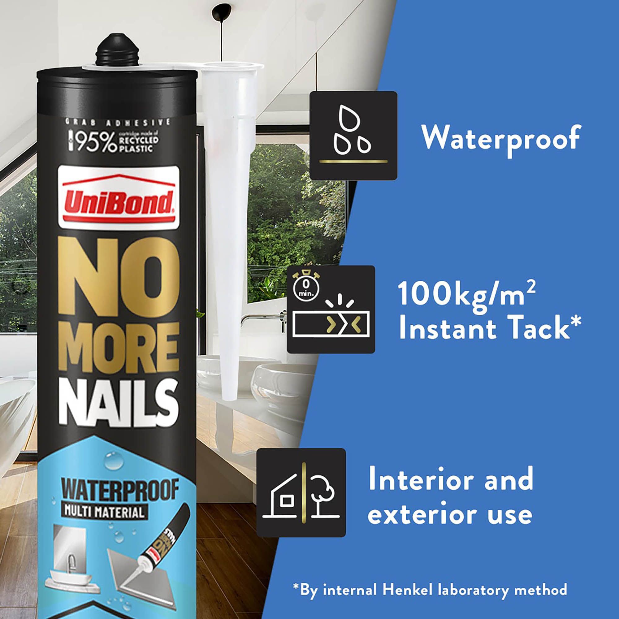 UniBond No More Nails White Water resistant Grab adhesive 525g, Volume 280ml