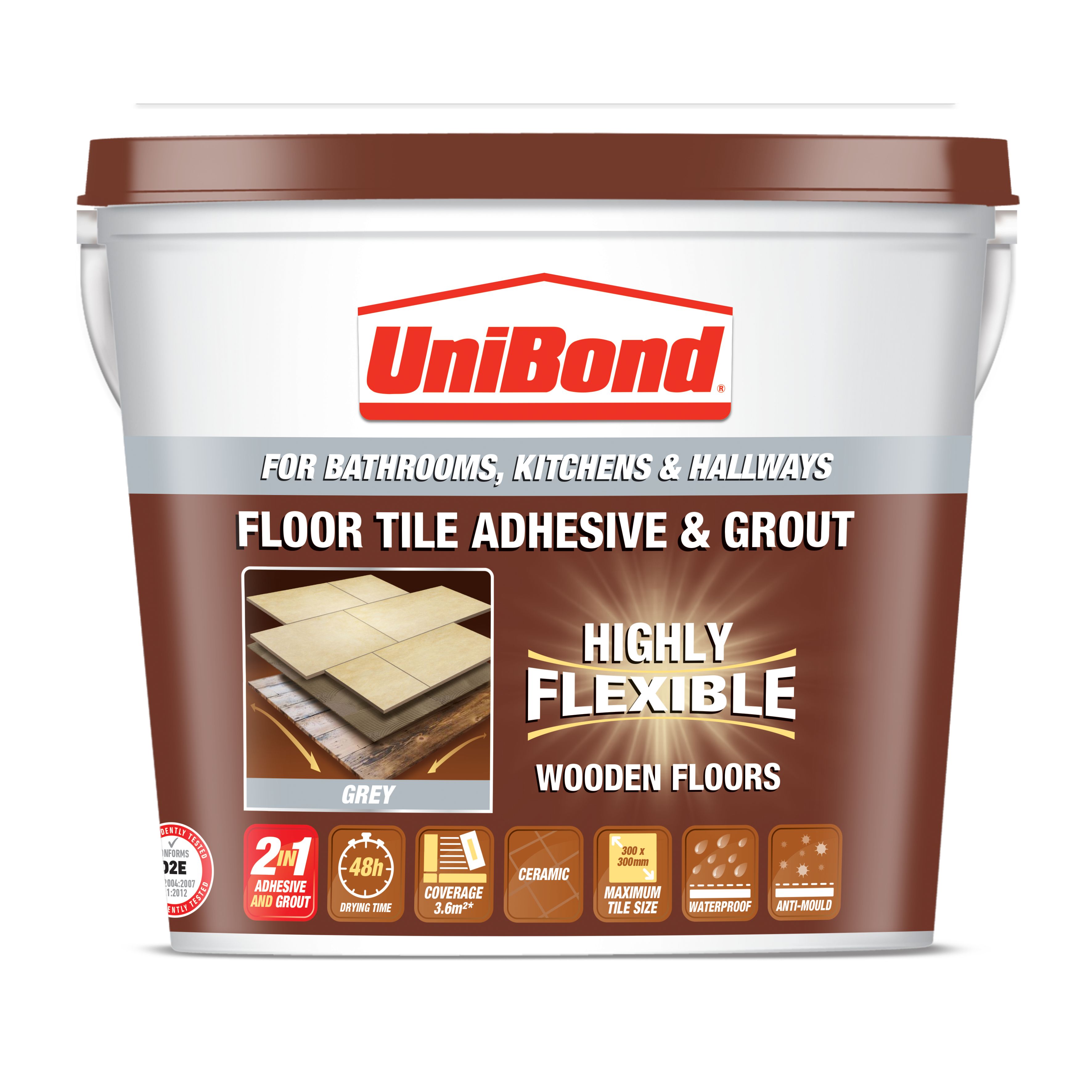 UniBond Ready mixed Grey Tile Adhesive & grout, 14.3kg DIY at B&Q