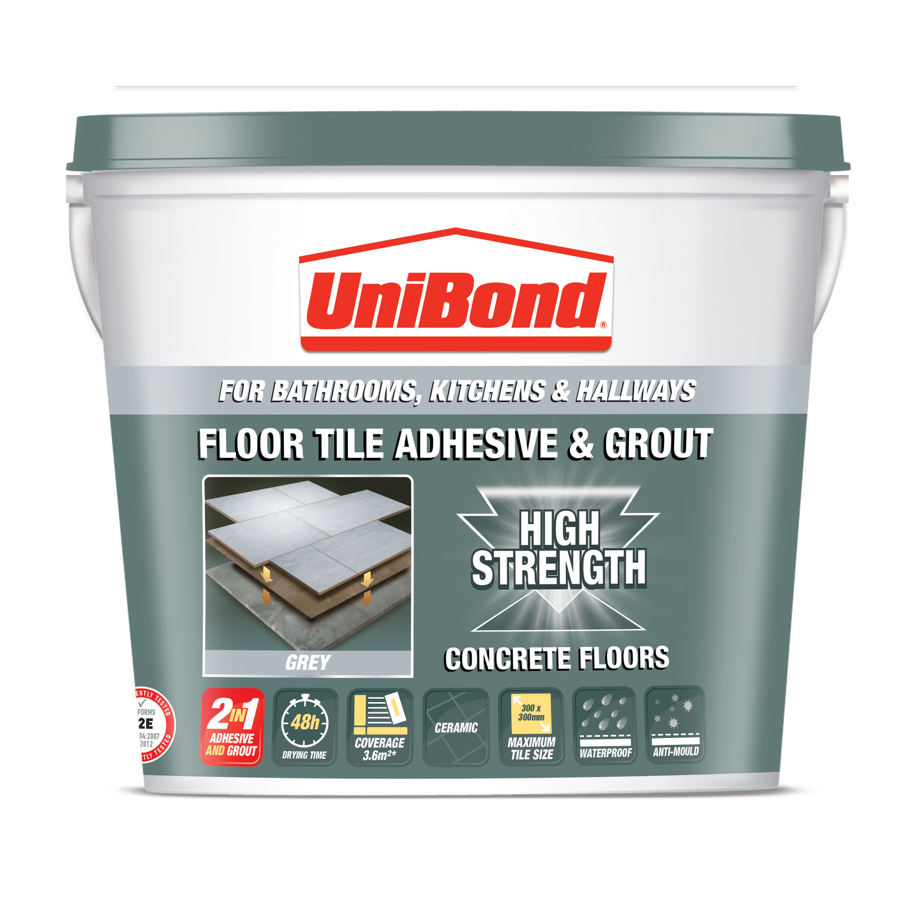UniBond Ready mixed Grey Tile Adhesive & grout, 7.2kg