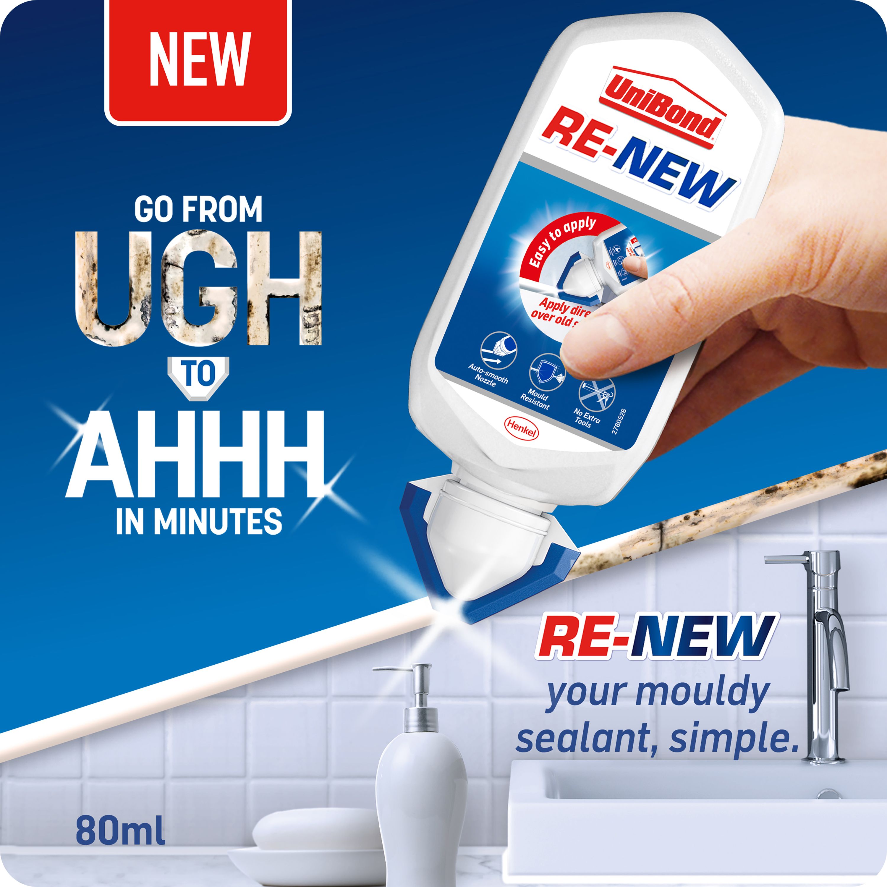 UniBond ReNew White Water-based Bathroom & kitchen Sanitary sealant, 80ml