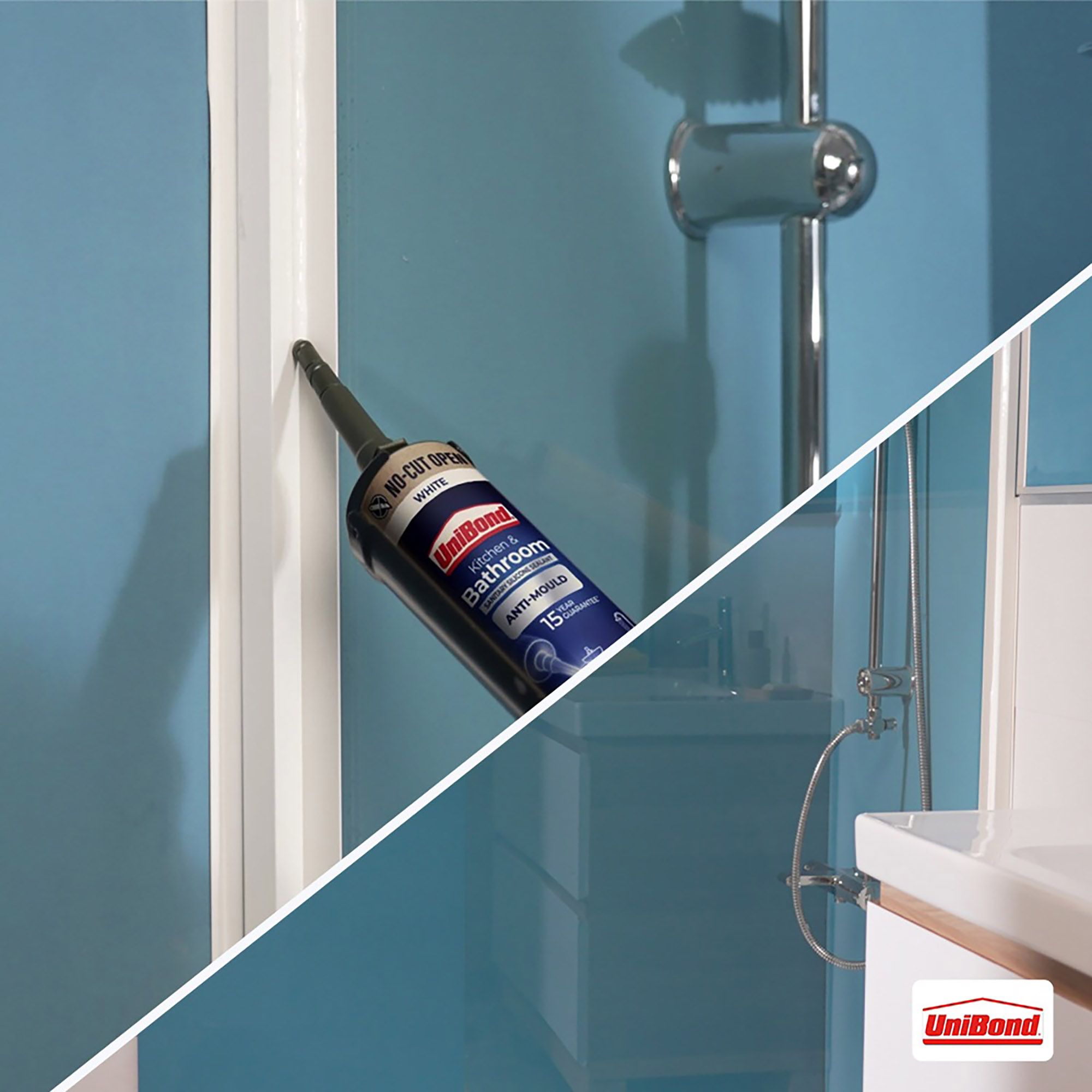 UniBond Sanitary silicone sealant White Silicone-based Bathroom & kitchen Cartridge Sealant, 280ml