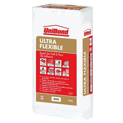 UniBond Ultra flex Ready mixed White Tile Adhesive & grout, 20kg