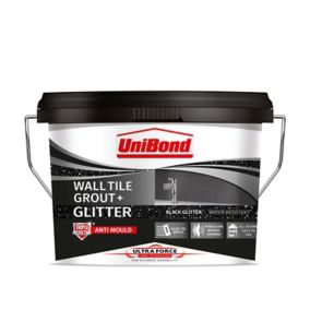 UniBond UltraForce Ready mixed Black glitter Wall tile Grout, 3.2kg Tub