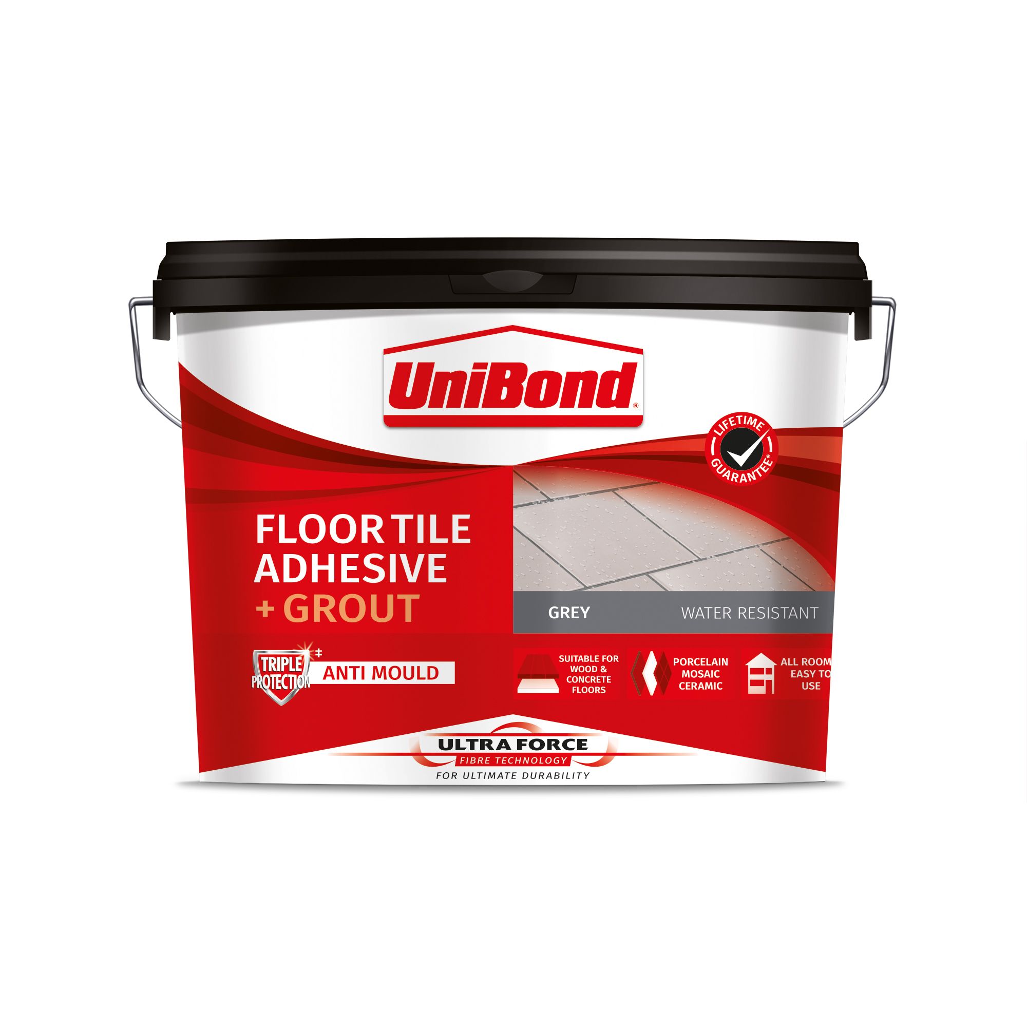 UniBond UltraForce Ready mixed Grey Floor tile Adhesive & grout, 14.3kg DIY at B&Q