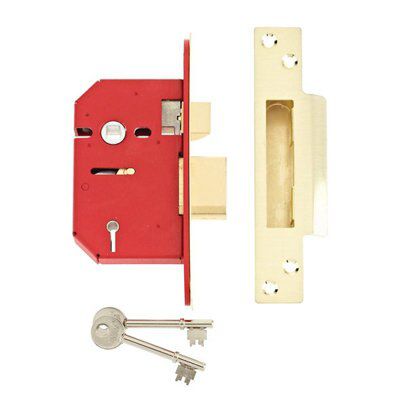 Union 64mm Brass effect Steel 5 lever Sashlock