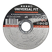 Universal Cutting disc (Dia)115mm, Pack of 5