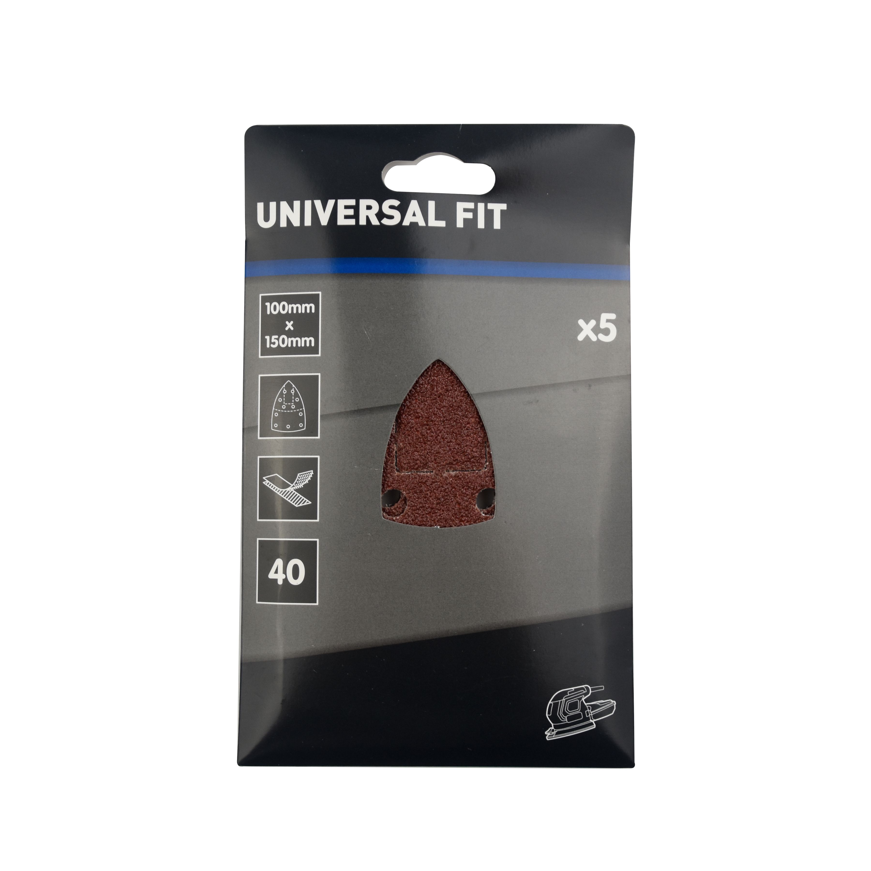 Universal Fit 40 grit Red Sanding sheet (L)150mm (W)100mm, Pack of 5