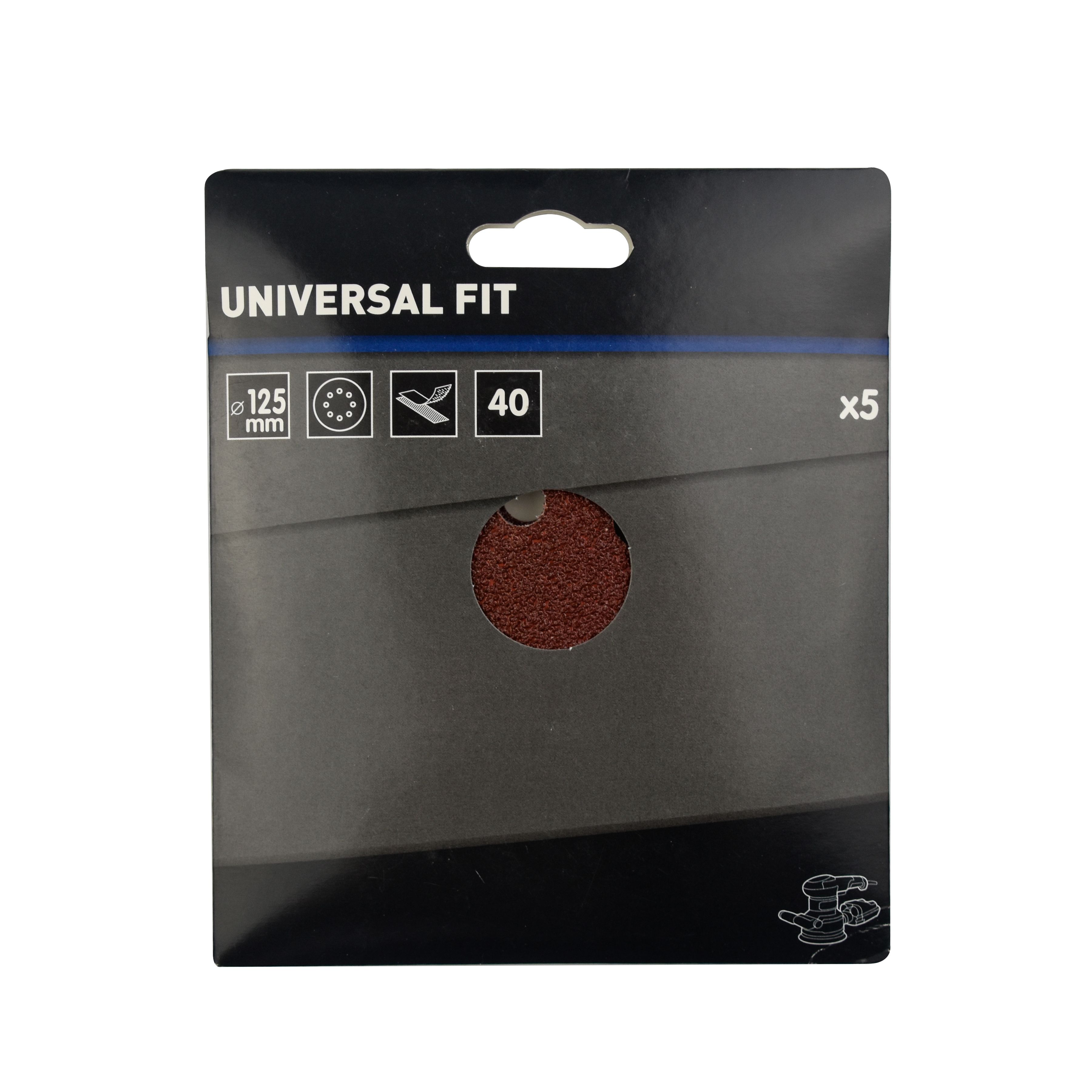 Universal Fit 40 grit Sanding disc (Dia)125mm, Pack of 5