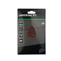Universal Fit 80 grit Sanding sheet (L)150mm (W)100mm, Pack of 5