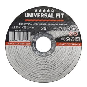 Universal Metal Cutting disc (Dia)115mm, Pack of 5