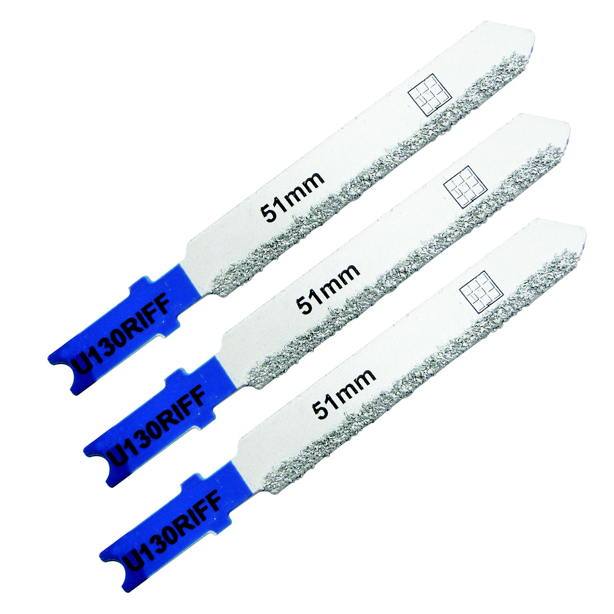 Universal U-shank Abrasive jigsaw blade SJG54801 (U130RIFF), Pack of 3