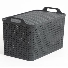Urban Charcoal 35L Plastic Stackable Nestable Storage basket (H)35mm (W)33mm
