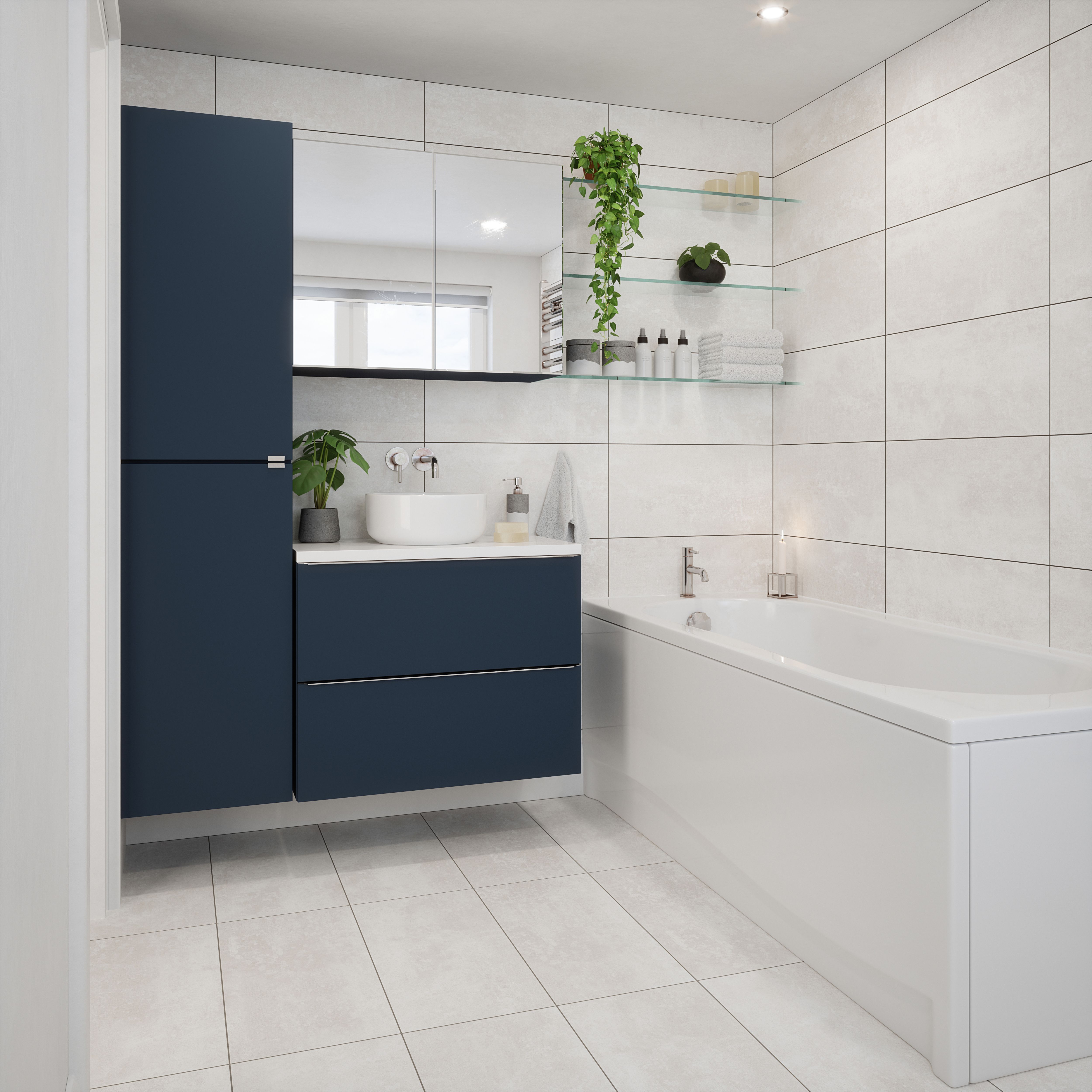 Urban Concrete White Matt Stone effect Plain Ceramic Indoor Wall & floor Tile