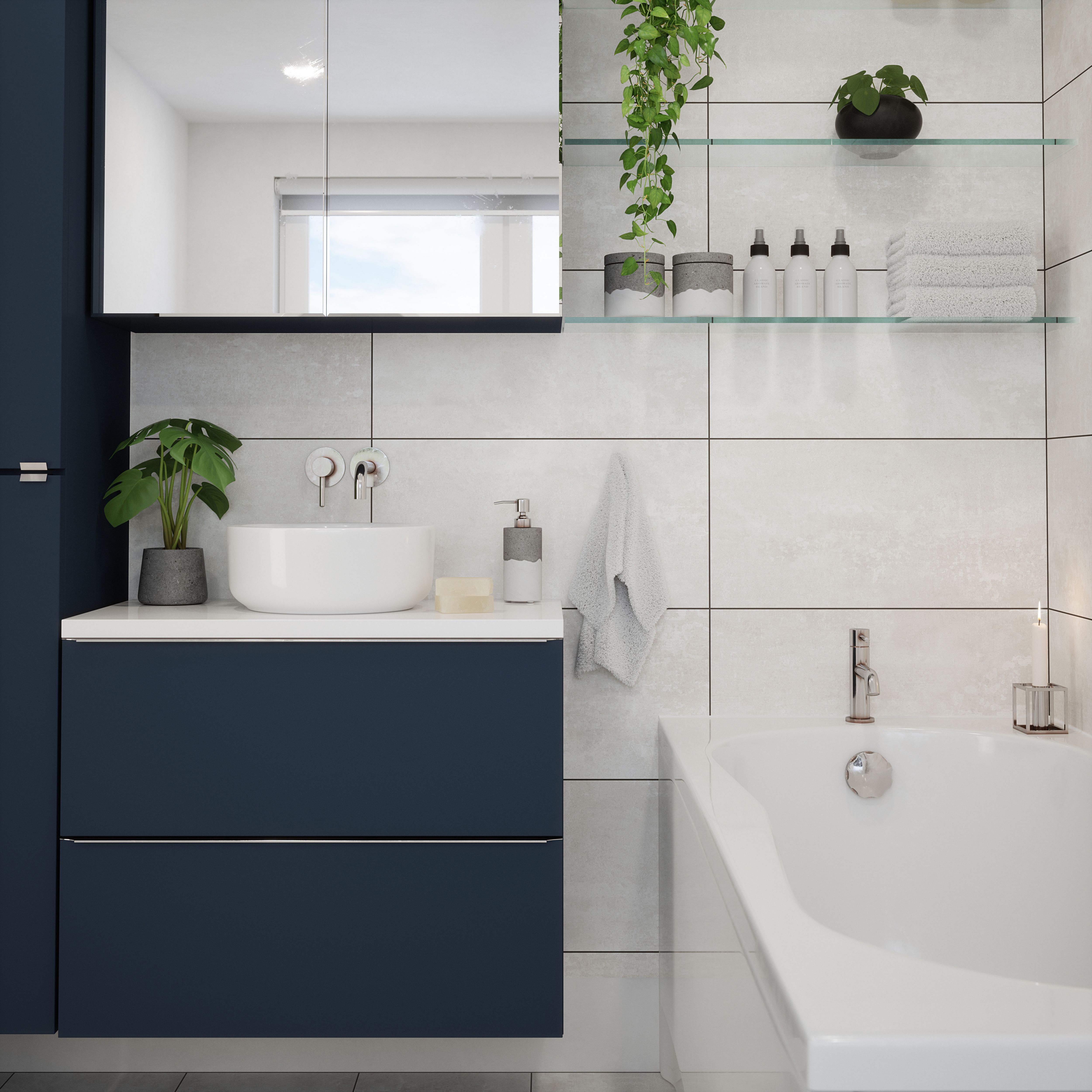 Urban Concrete White Matt Stone effect Plain Ceramic Indoor Wall & floor Tile - 4