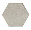 Urban Grey Matt Concrete effect Hexagonal Ceramic Tile, Pack of 50, (L)150mm (W)173mm