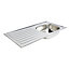 Utility Polished Stainless steel 1 Bowl Sink & drainer LH 490mm x 940mm