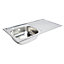 Utility Polished Stainless steel 1 Bowl Sink & drainer RH 490mm x 940mm