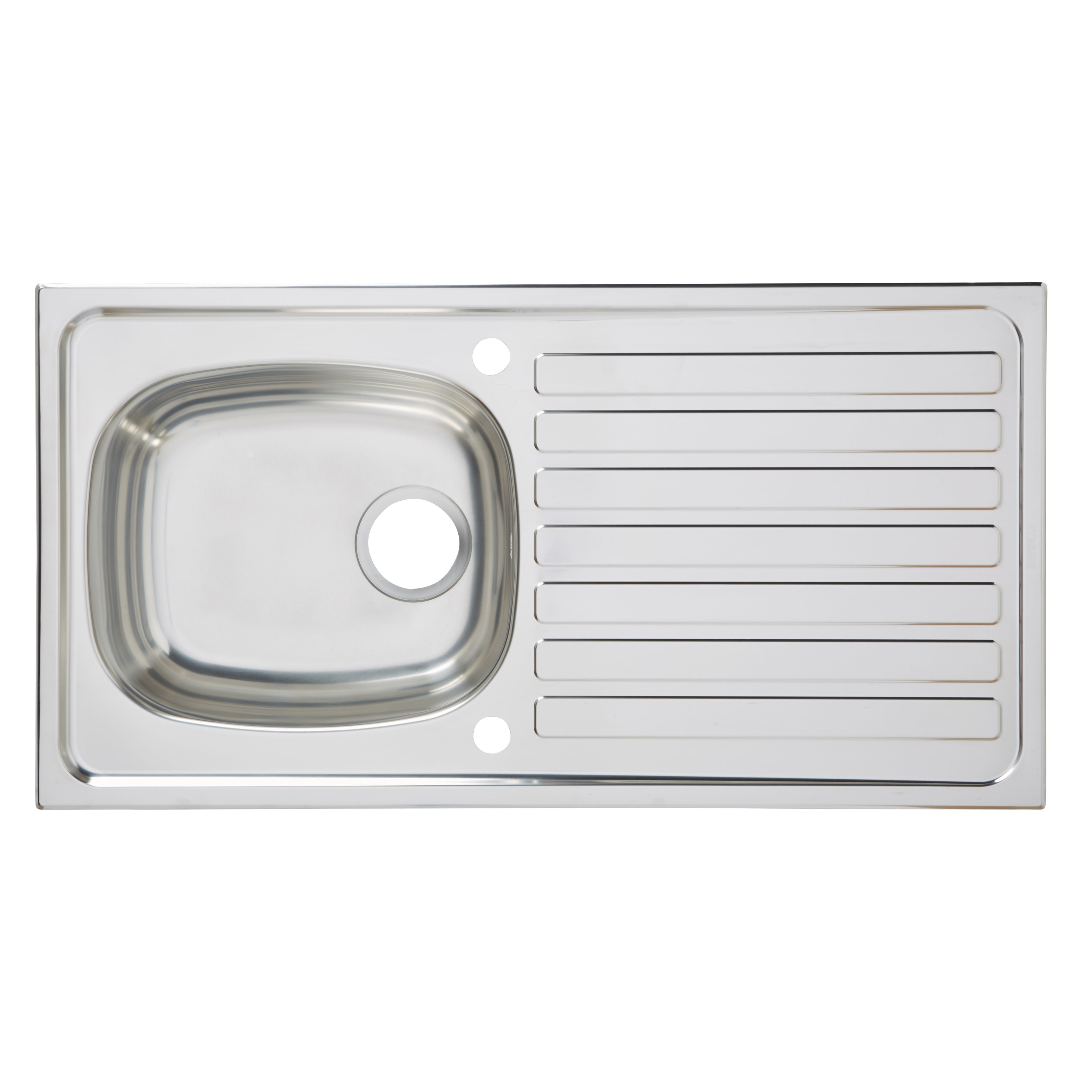 Utility Polished Stainless steel 1 Bowl Sink & drainer (W)490mm x (L)940mm