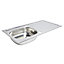 Utility Polished Stainless steel 1 Bowl Sink & drainer (W)490mm x (L)940mm