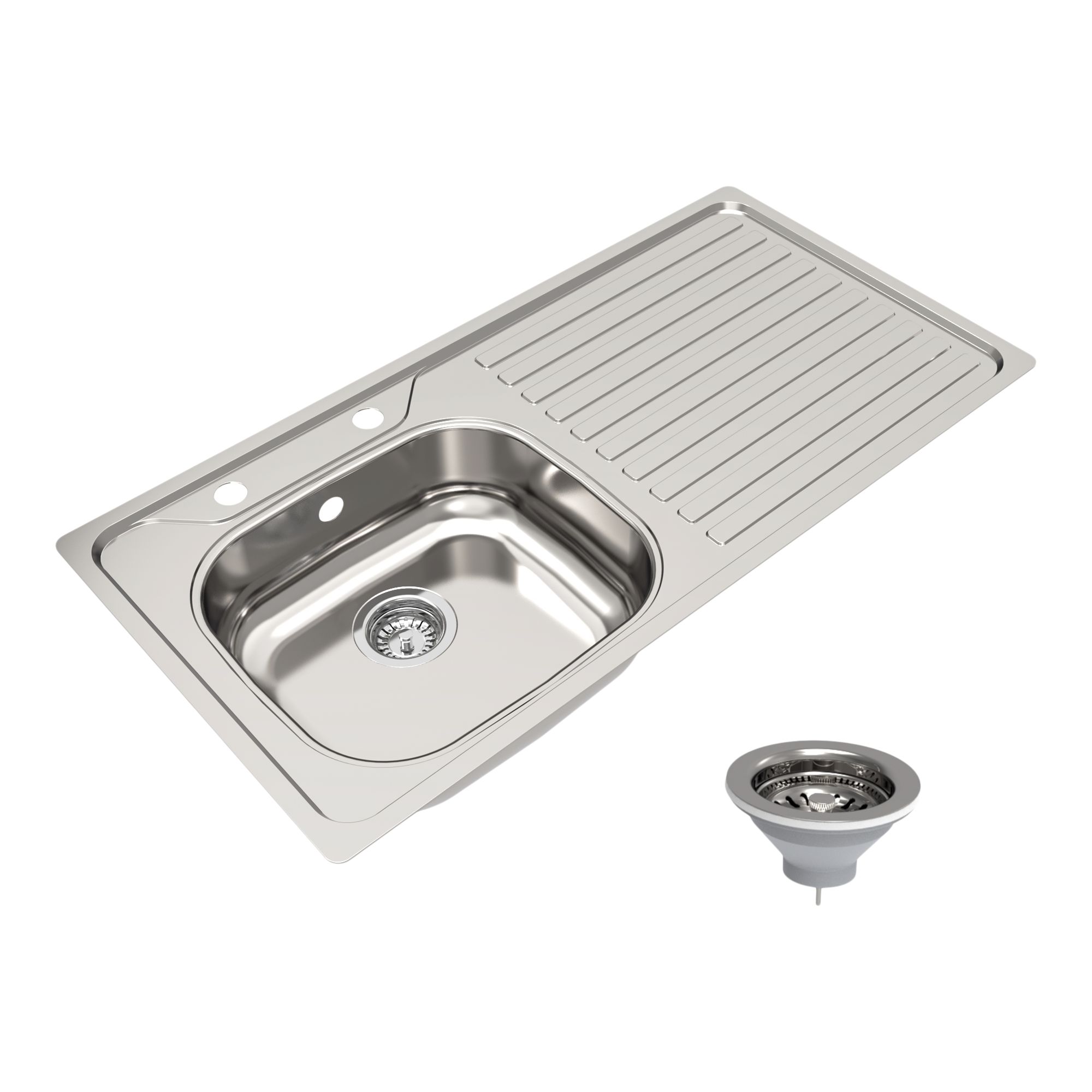 Utility Stainless steel 1 Bowl Kitchen sink LH 1000mm x 500mm