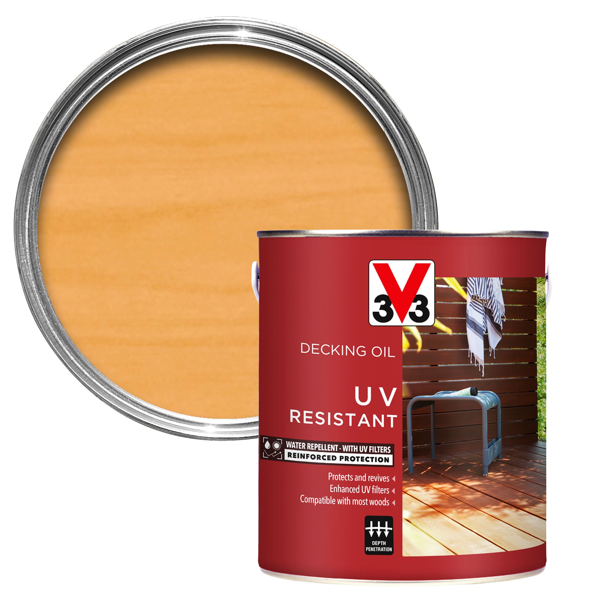 V33 Clear UV resistant Decking Wood oil, 2.5L