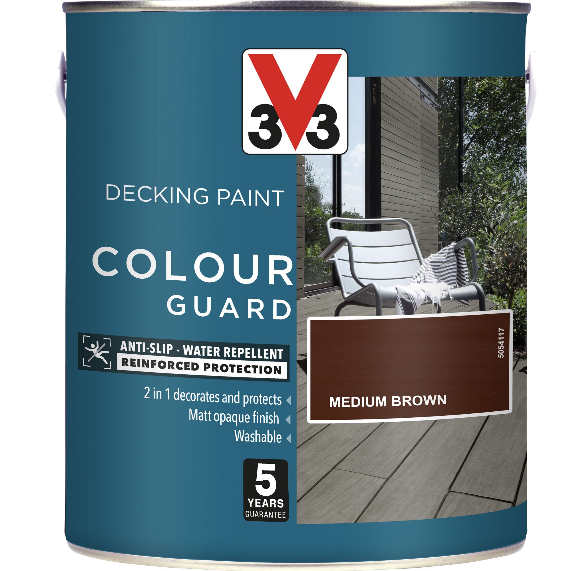 V33 Colour guard Matt medium brown Decking paint, 2.5L