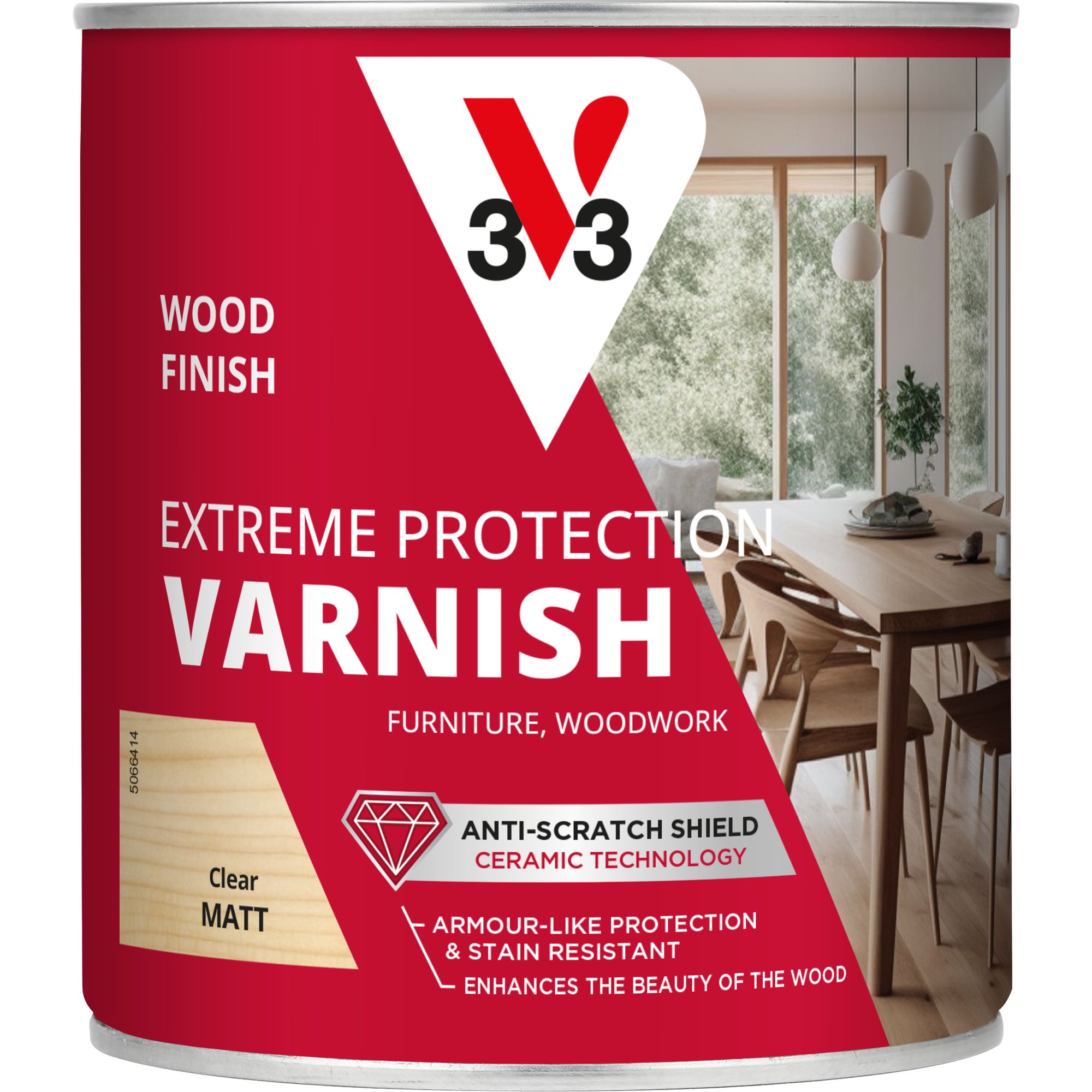 V33 Extreme Protection Clear Matt Wood varnish, 750ml