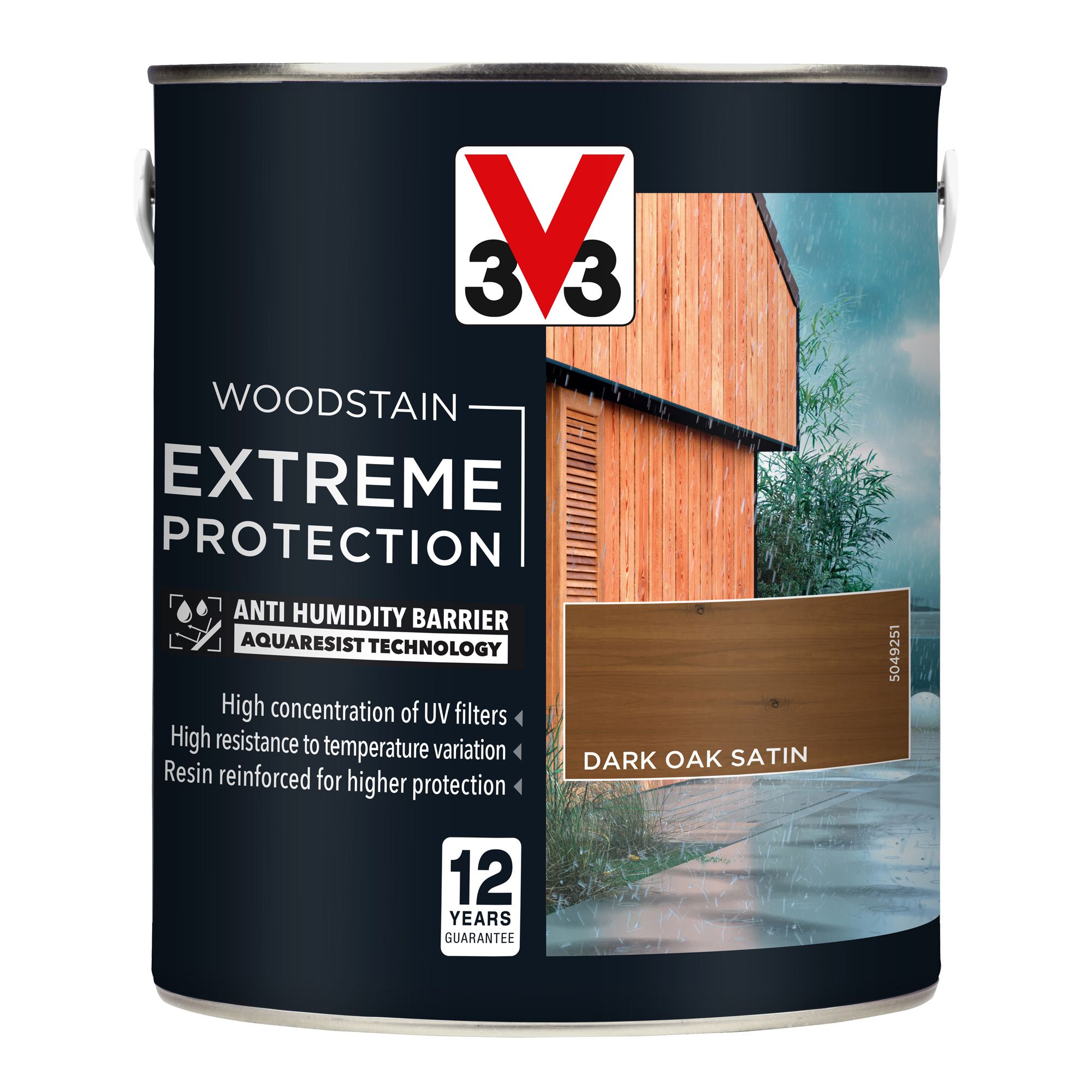 V33 Extreme protection Dark Oak Satin Wood stain, 2.5L
