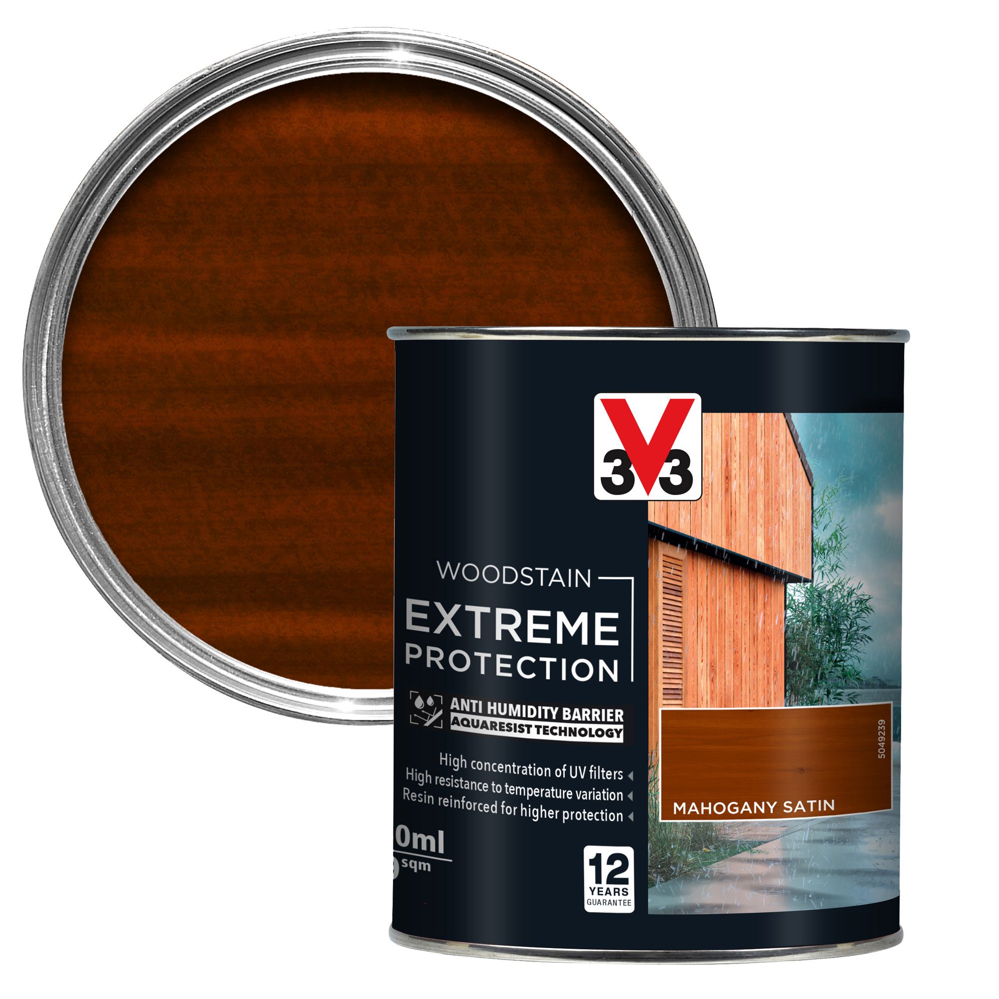 V33 Extreme protection Mahogany Satin Wood stain, 750ml DIY at B&Q