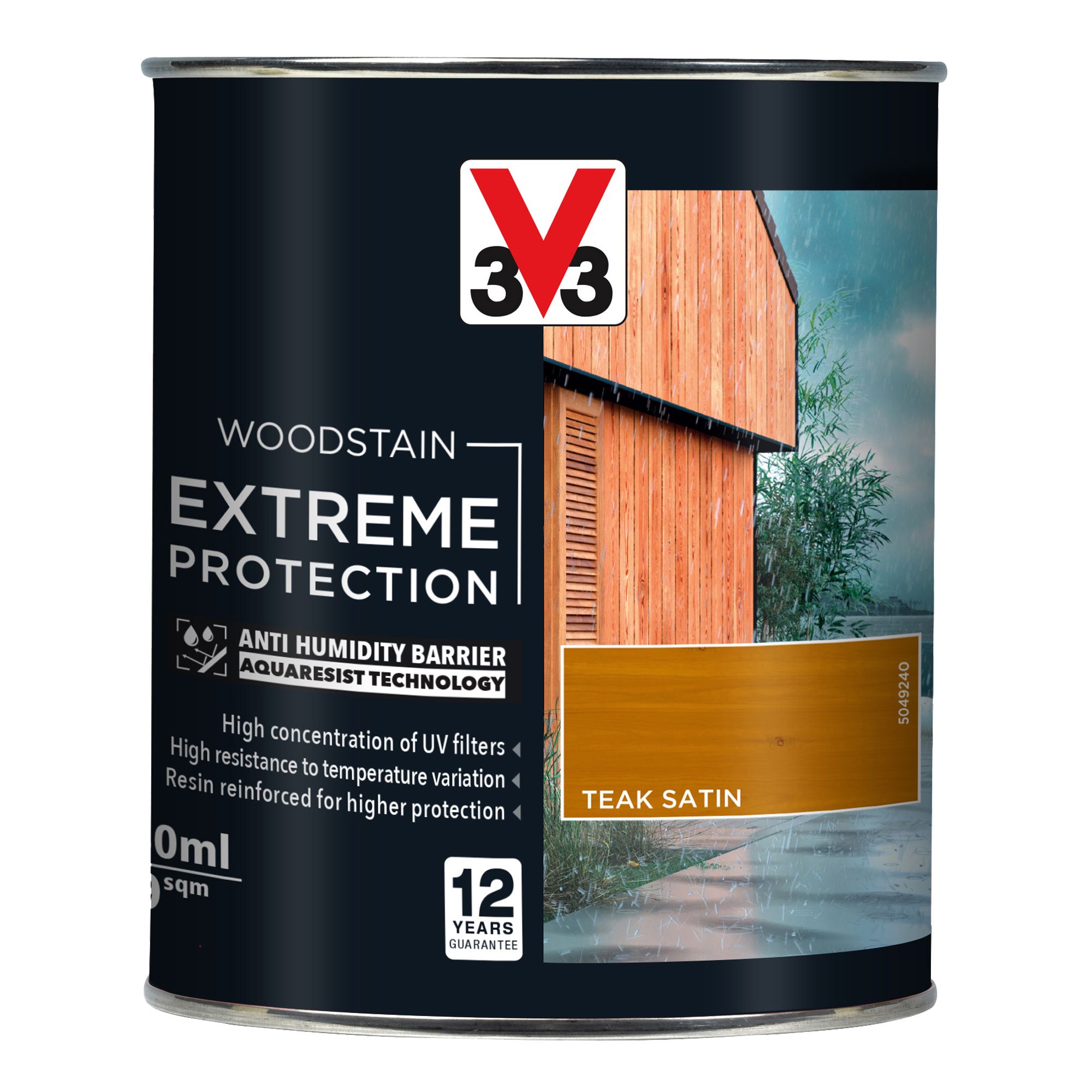 V33 Extreme protection Teak Satin Wood stain, 750ml