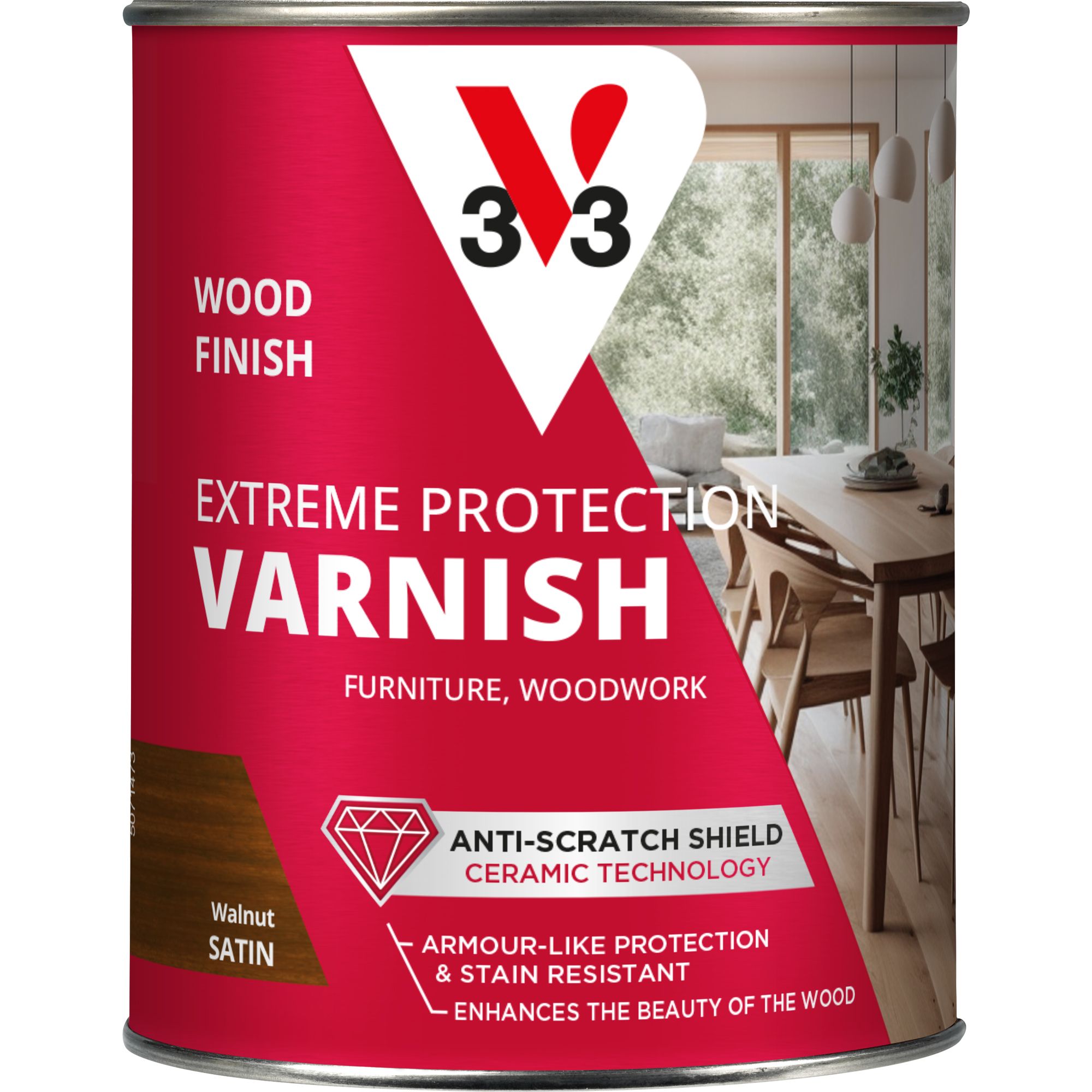 V33 Extreme Protection Walnut Satin Wood varnish, 250ml