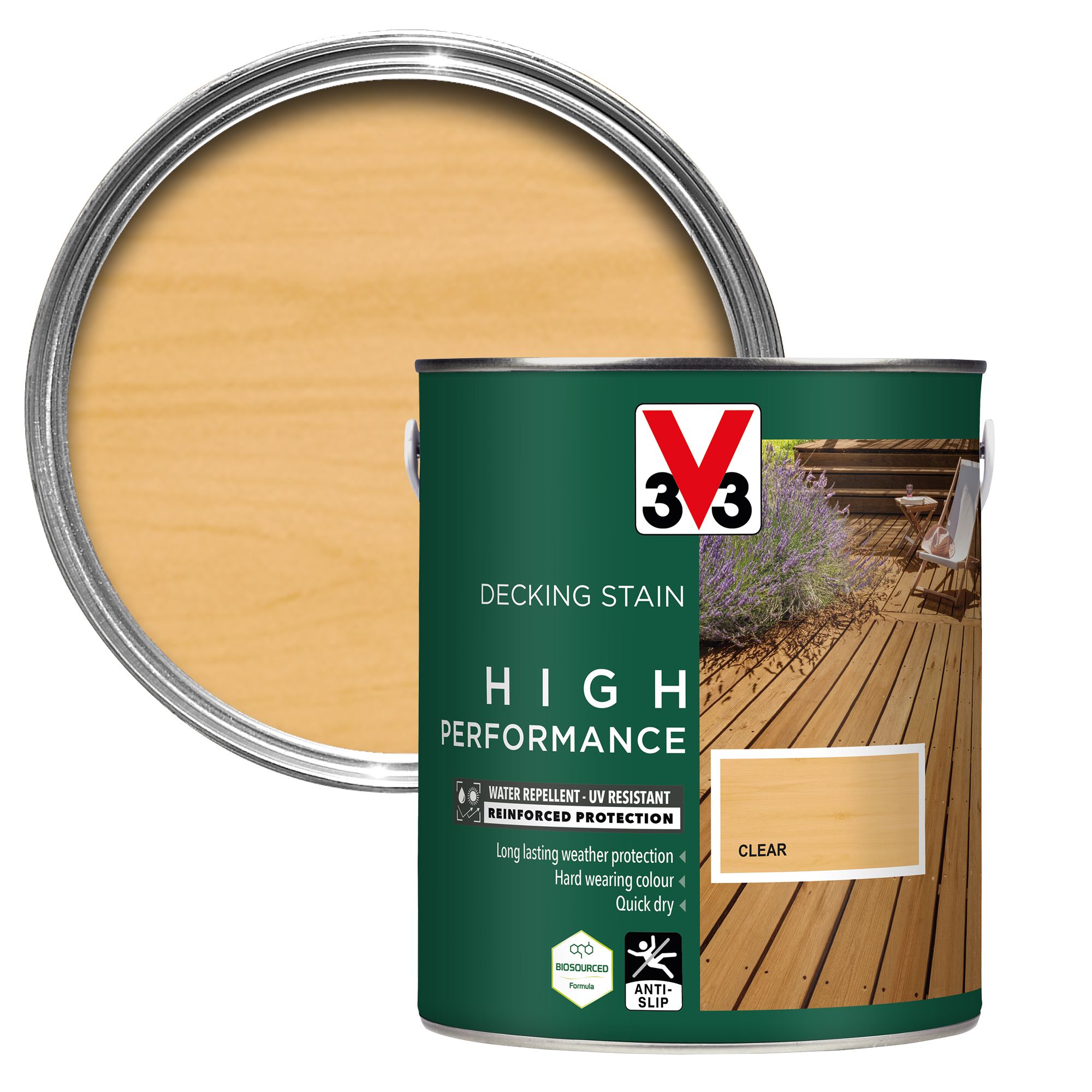 V33 High performance Clear Satin Quick dry Decking Stain, 2.5L DIY at B&Q