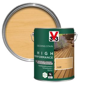 V33 High performance Clear Satin Quick dry Decking Stain, 5L