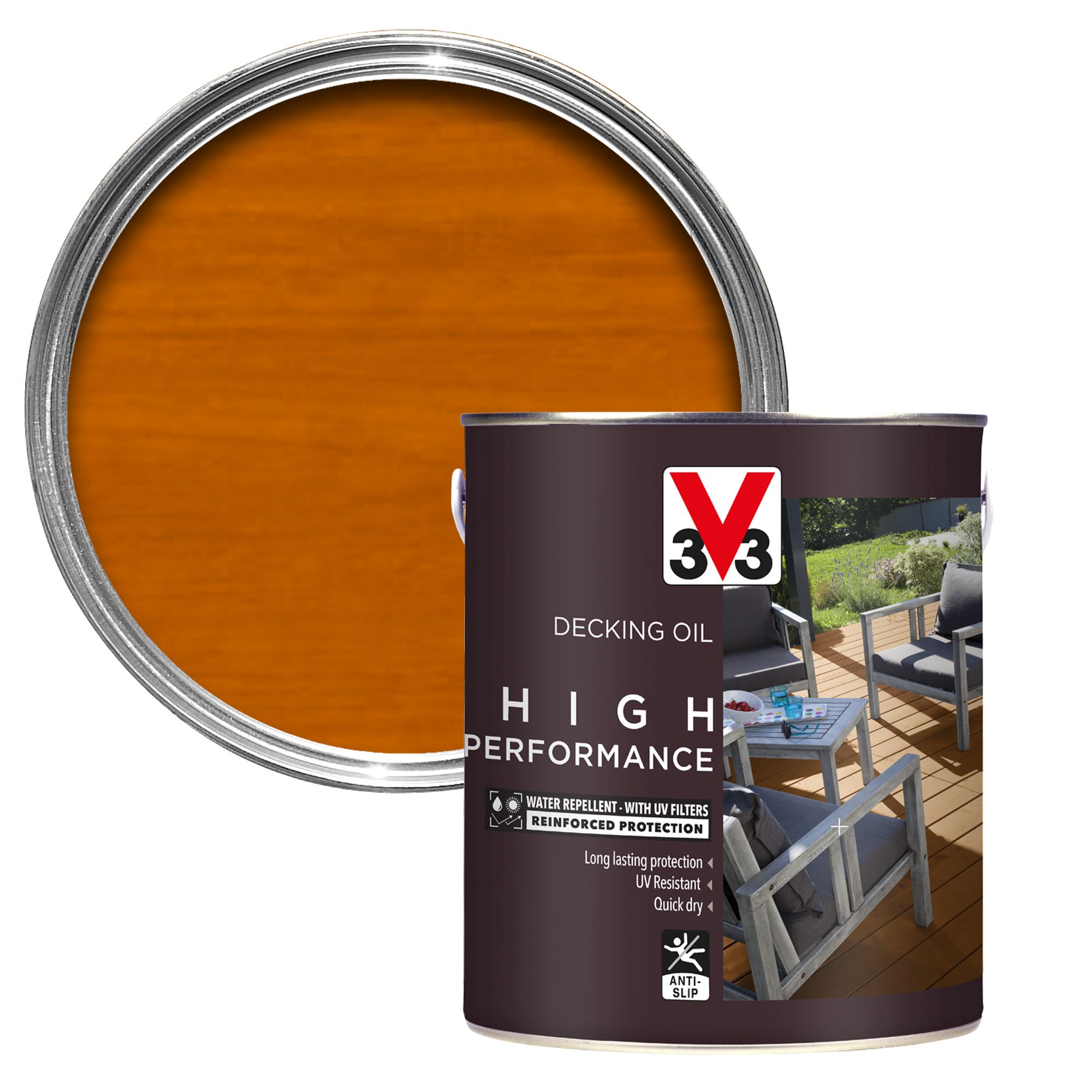 V33 High performance Light oak UV resistant Decking Wood oil, 2.5L