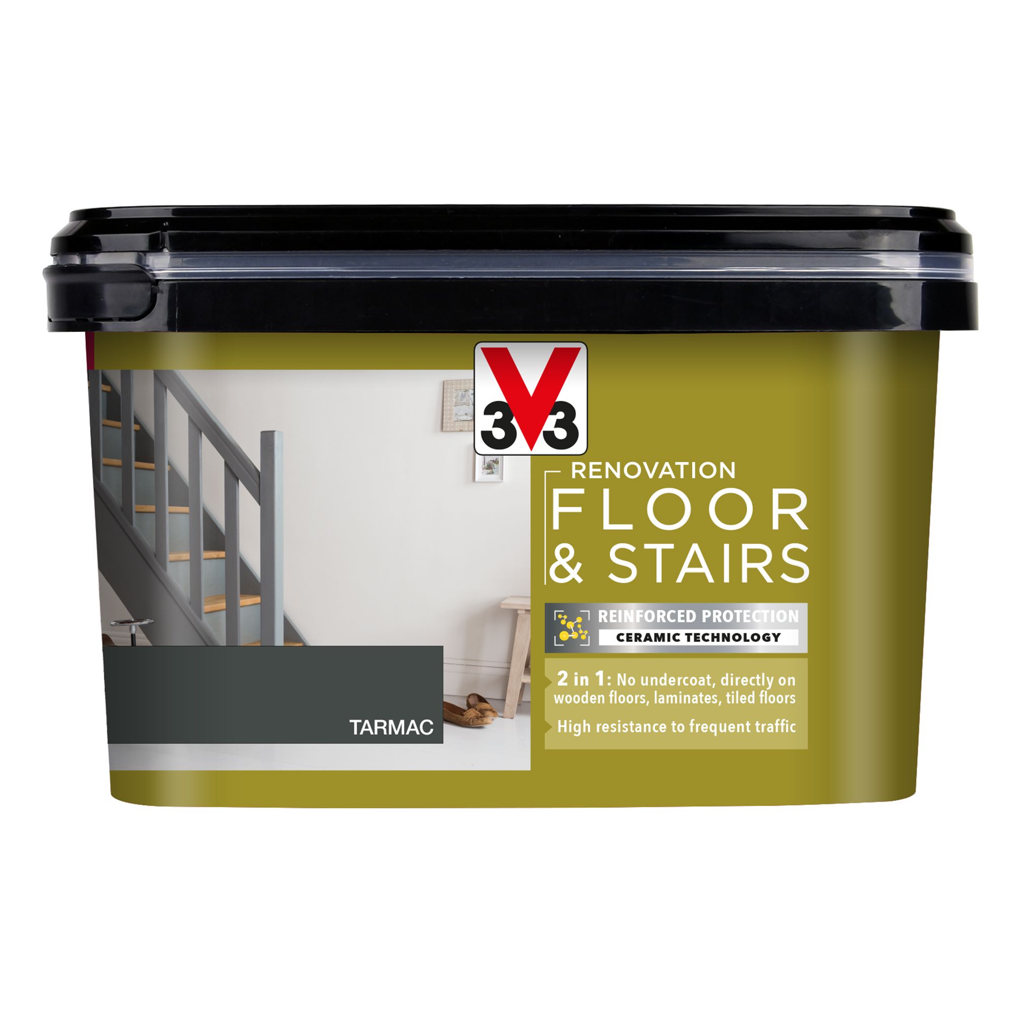 V33 High performance Tarmac Satinwood Floor & stair paint, 2L