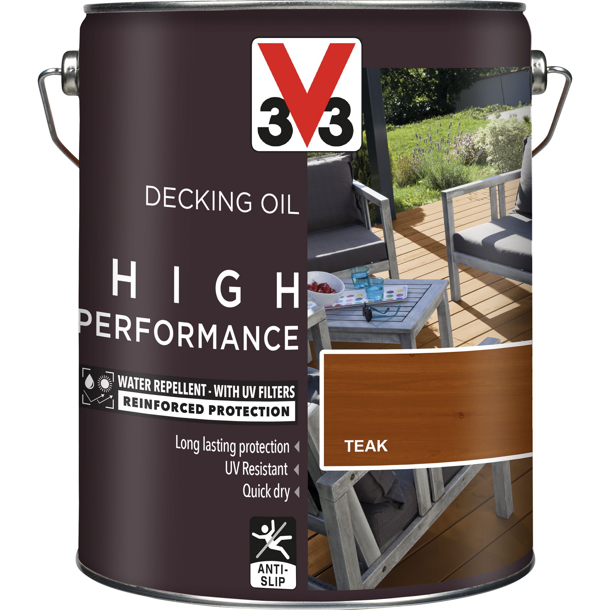 V33 High performance Teak UV resistant Decking Wood oil, 5L