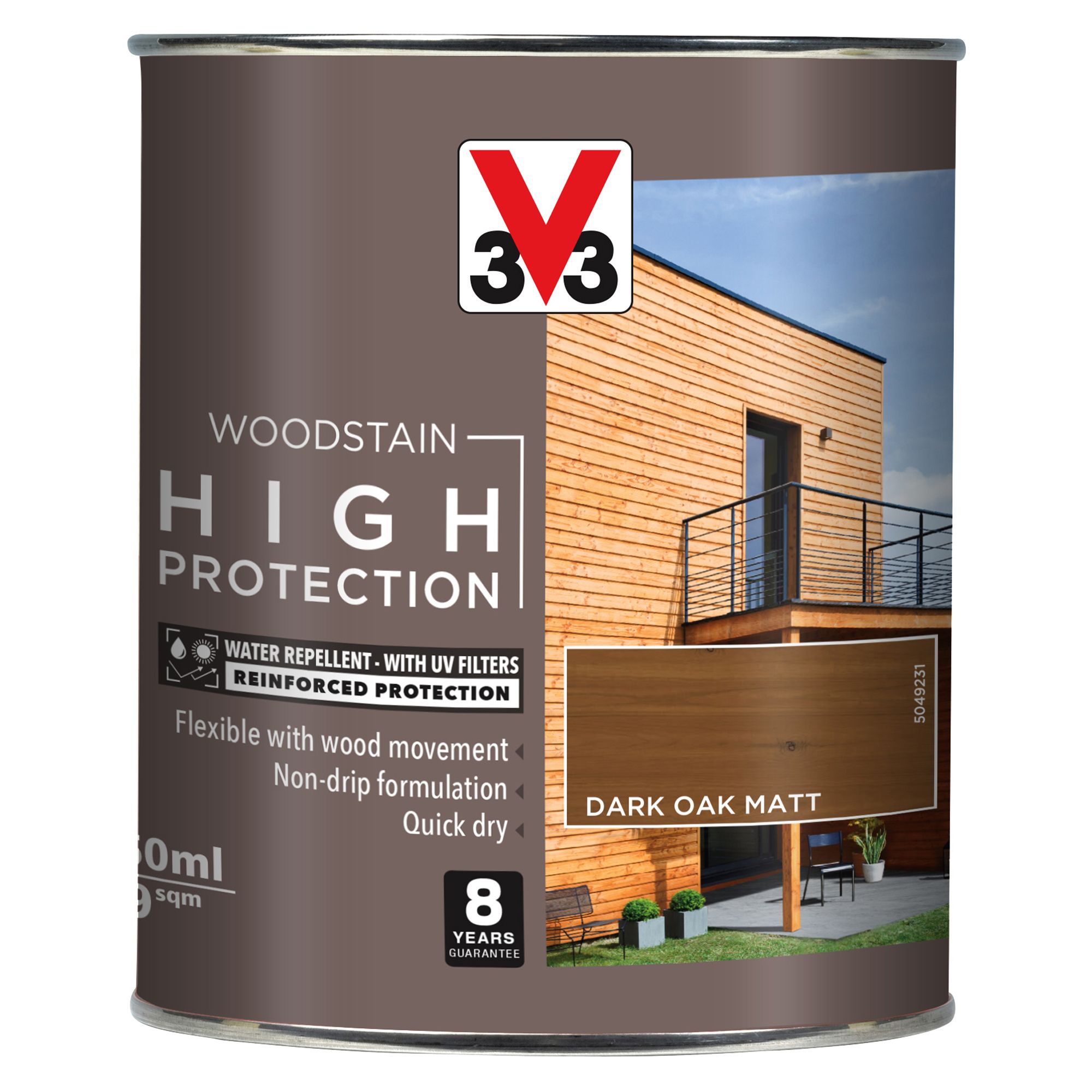 V33 High protection Dark oak Matt Wood stain, 750ml