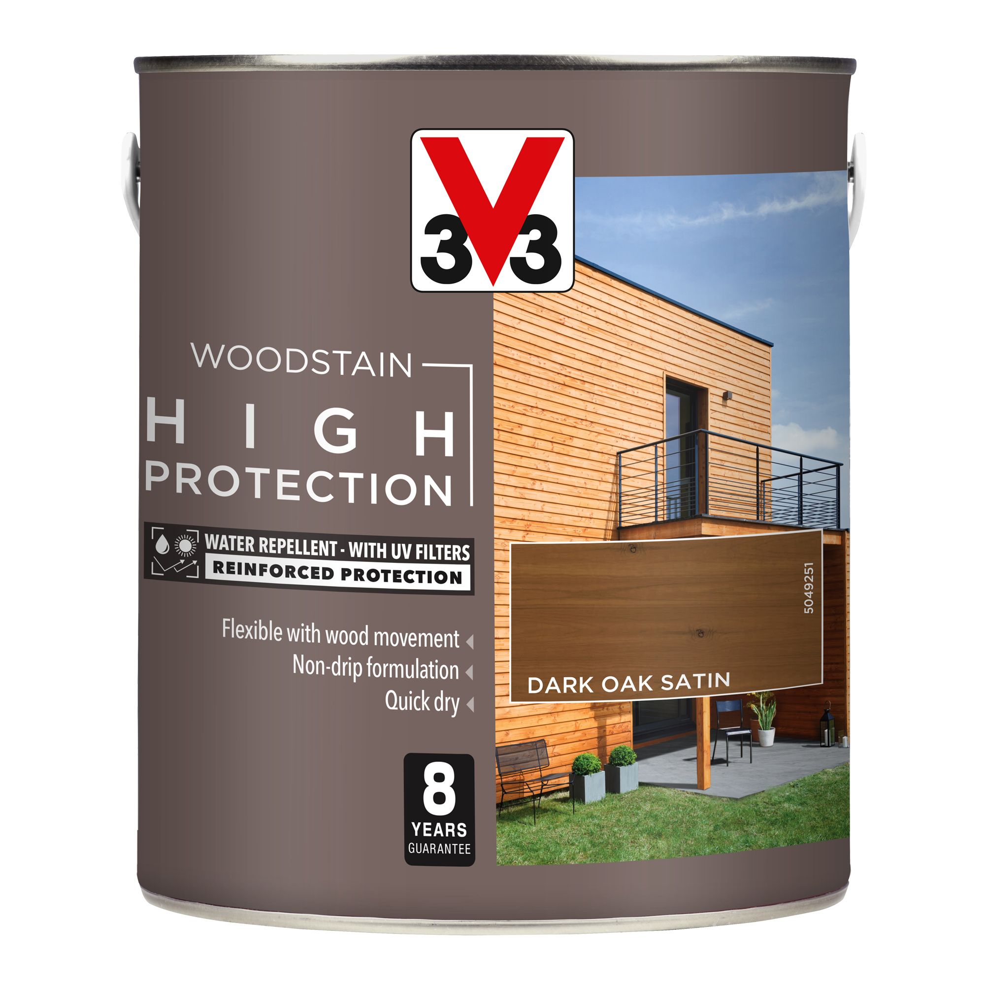 V33 High protection Dark oak Mid sheen Wood stain, 2.5L