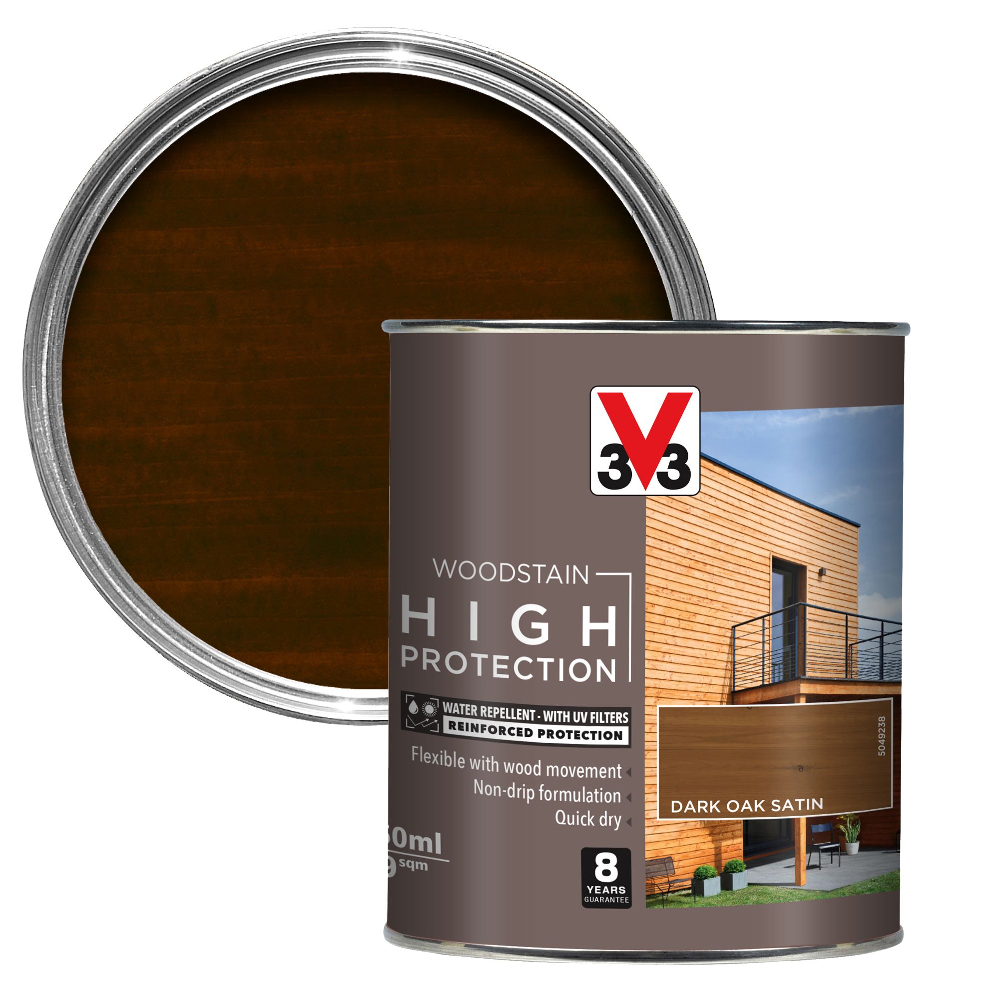 V33 High protection Dark oak Mid sheen Wood stain, 750ml DIY at B&Q