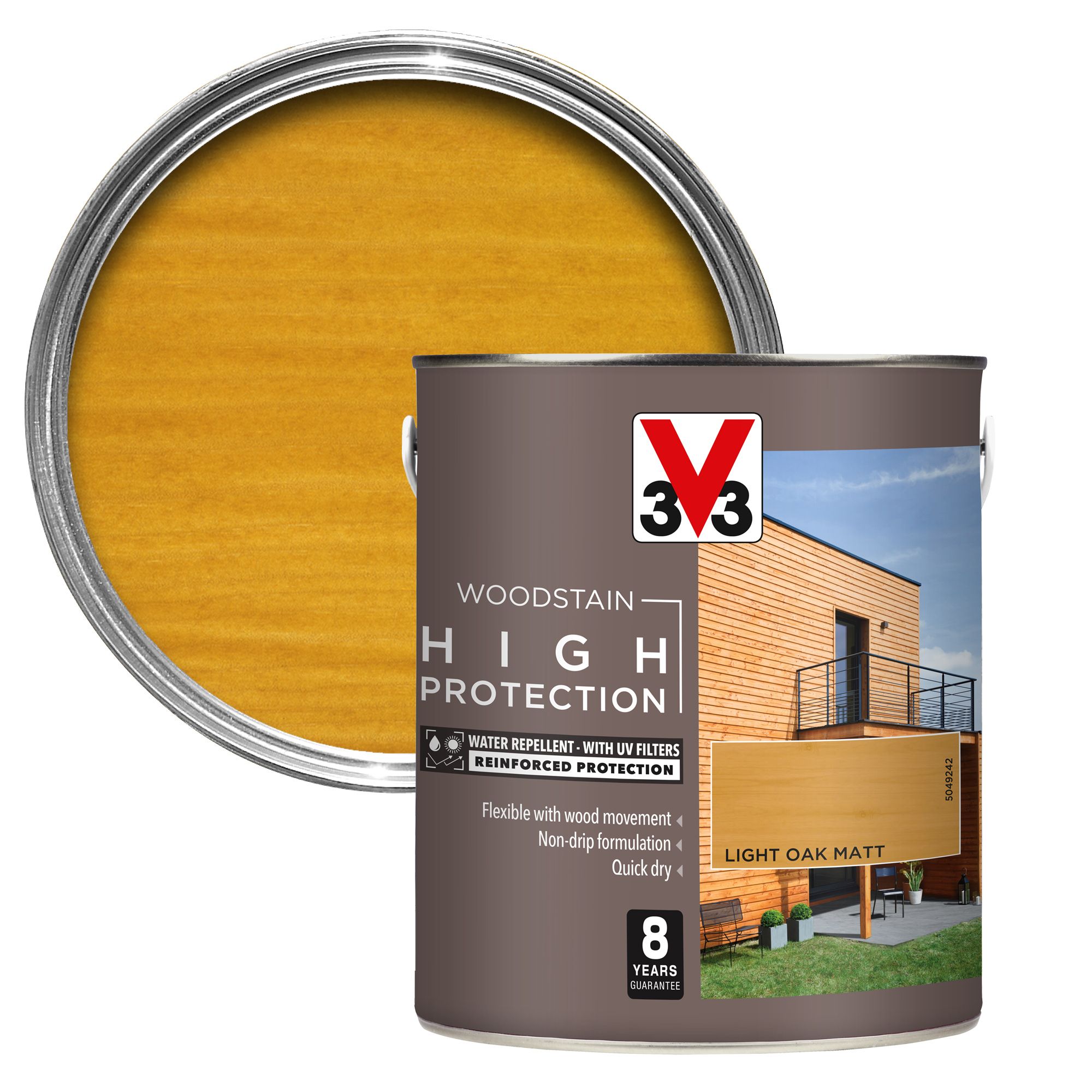 V33 High protection Light oak Matt Quick dry Wood stain, 2.5L