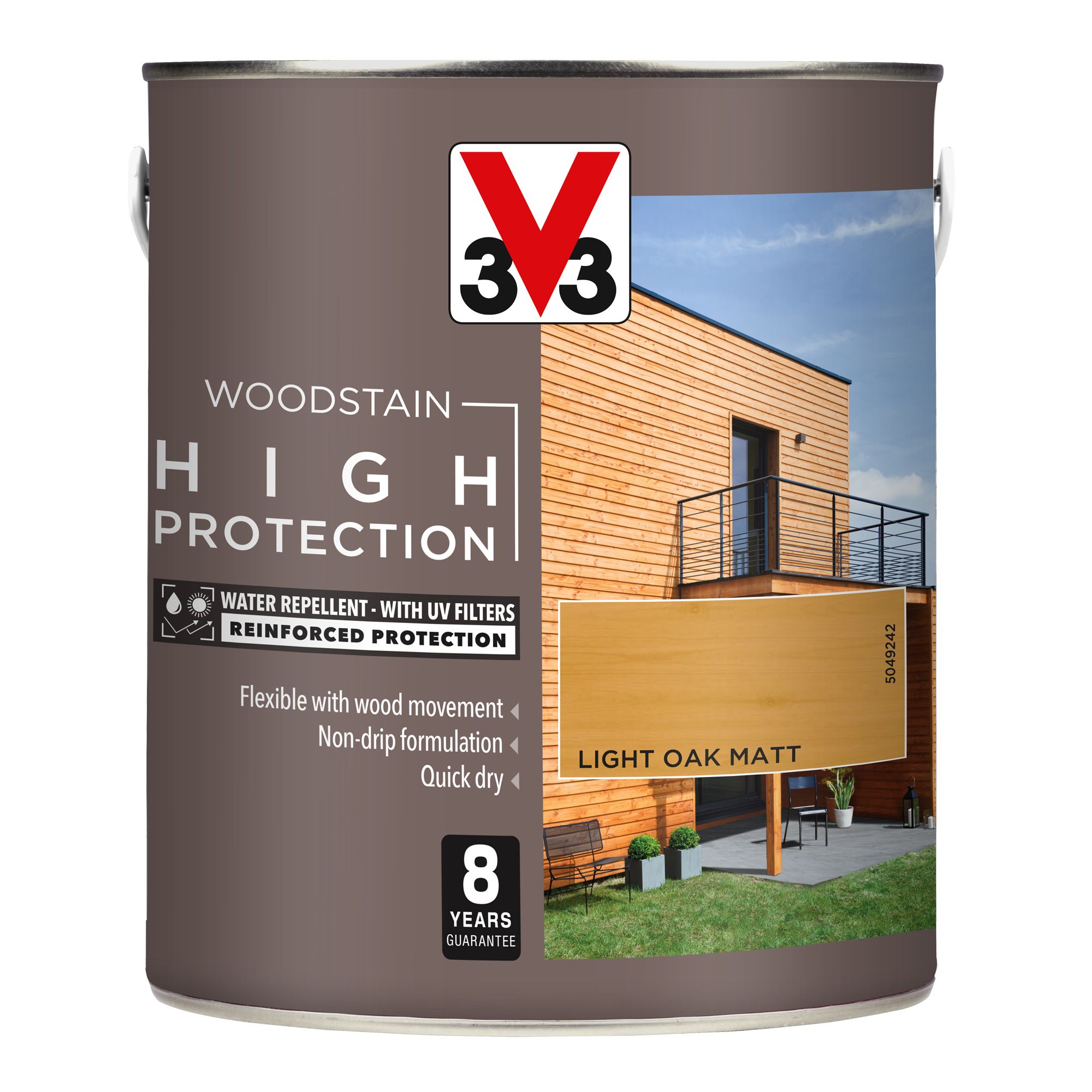 V33 High protection Light oak Matt Quick dry Wood stain, 2.5L