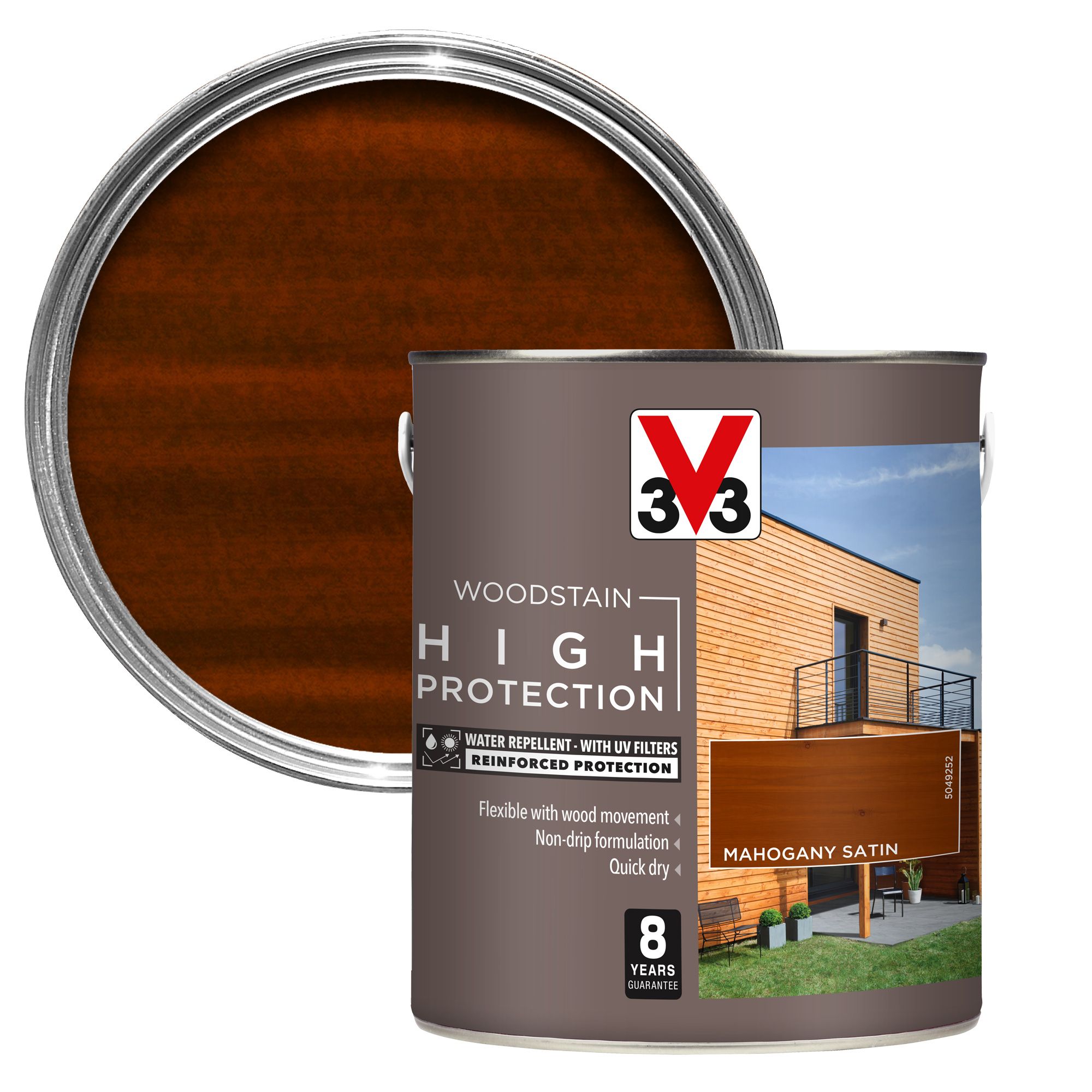 V33 High protection Mahogany Mid sheen Wood stain, 2.5L DIY at B&Q