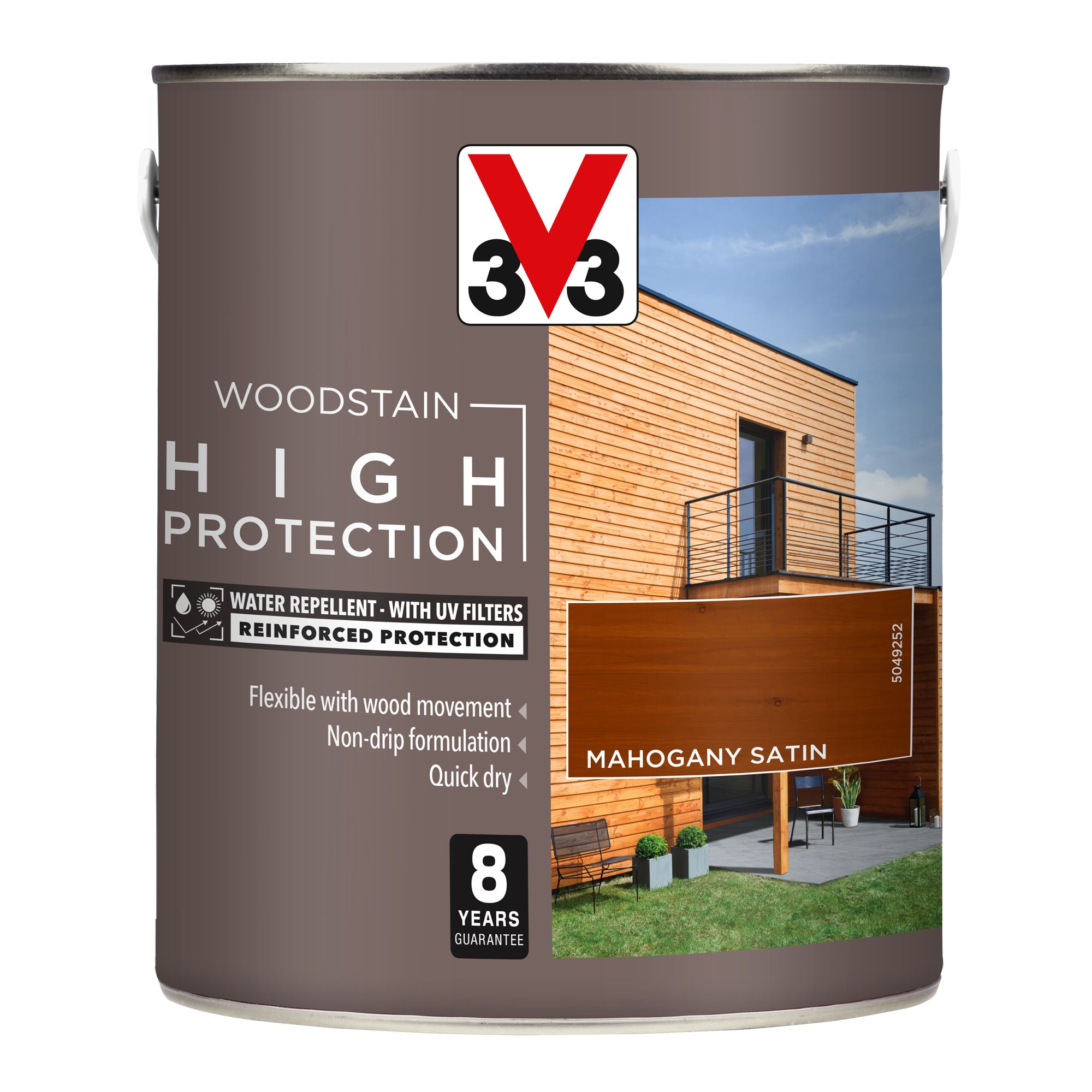 V33 High protection Mahogany Mid sheen Wood stain, 2.5L