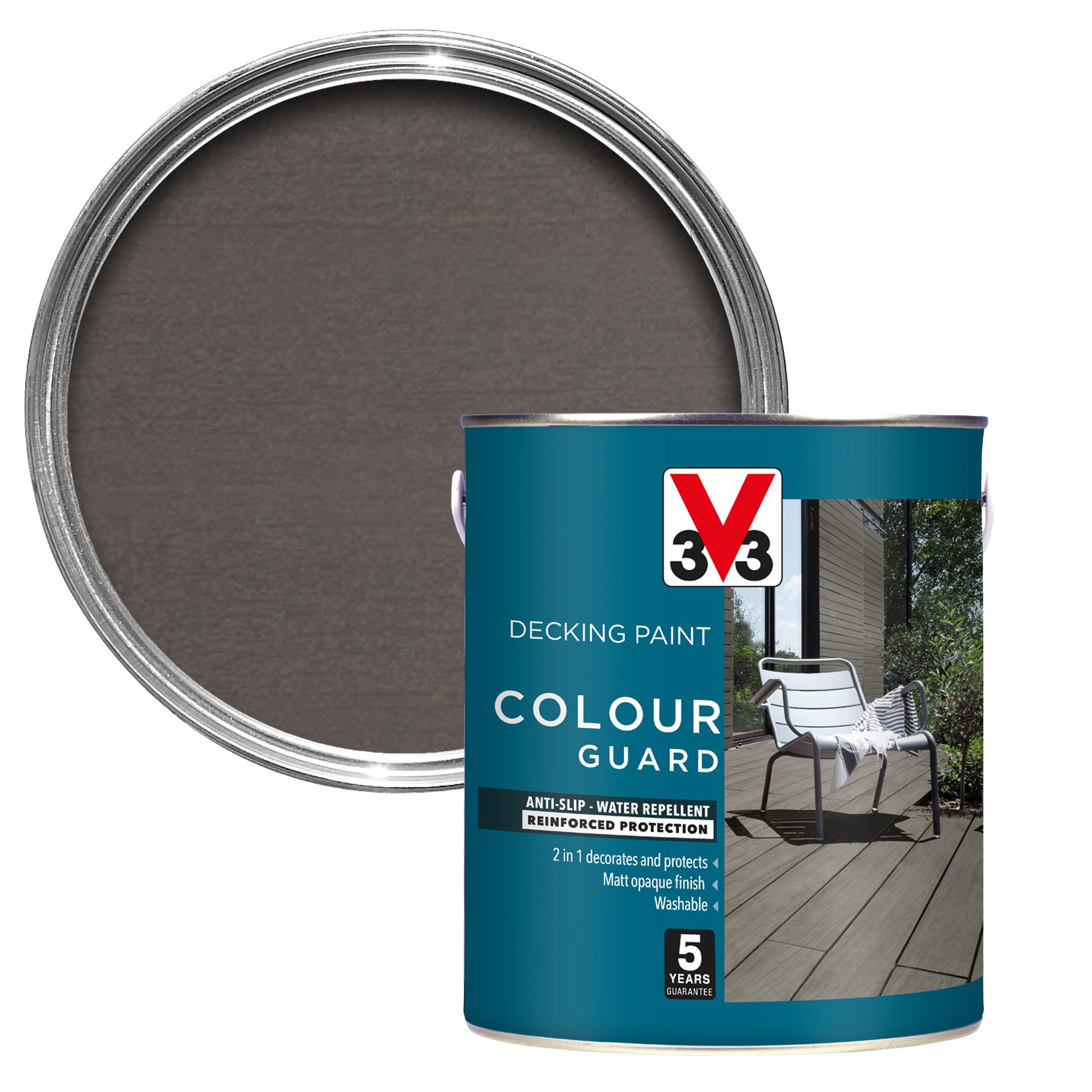 V33 Matt dark silver Decking paint, 2.5L