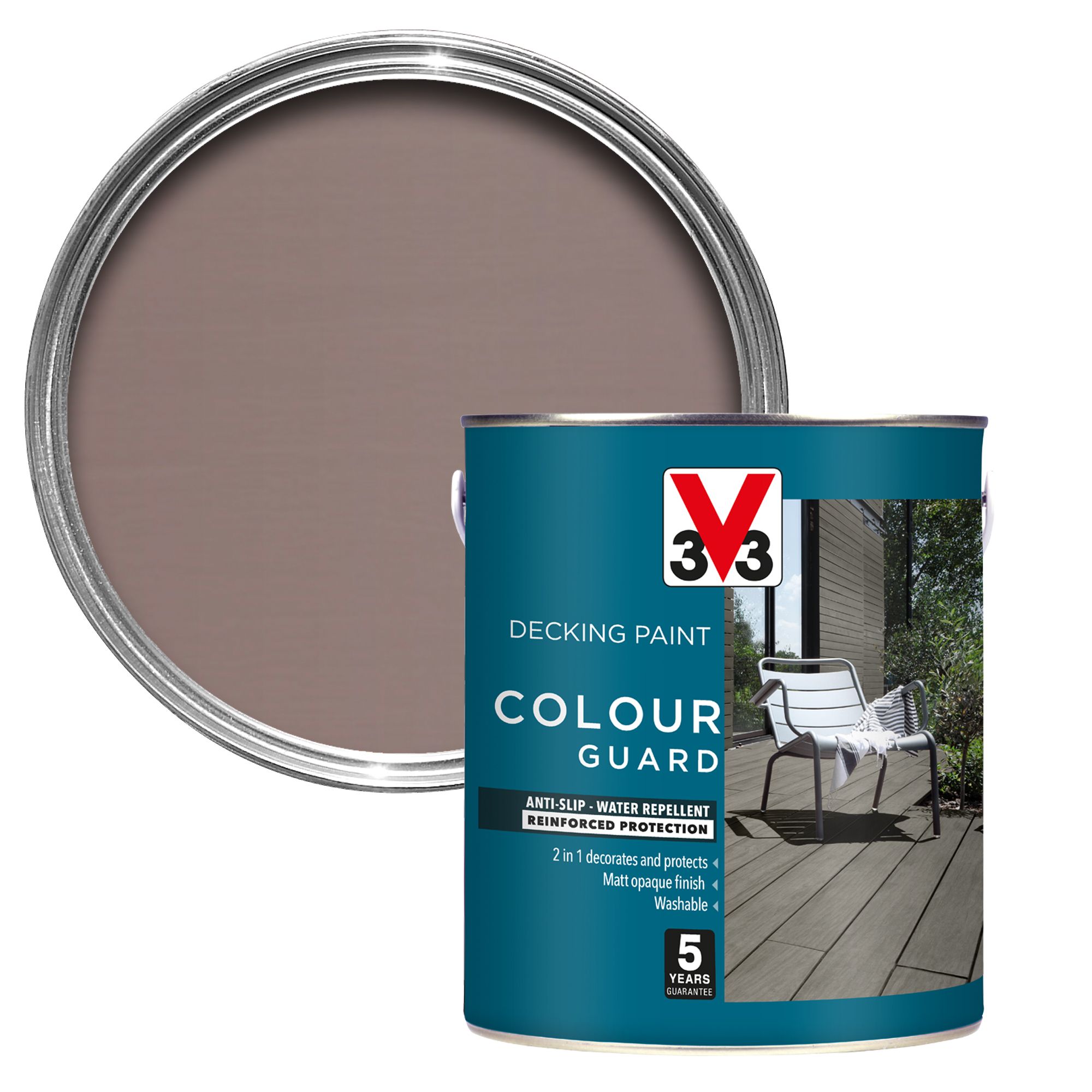 V33 Matt light silver Decking paint, 2.5L