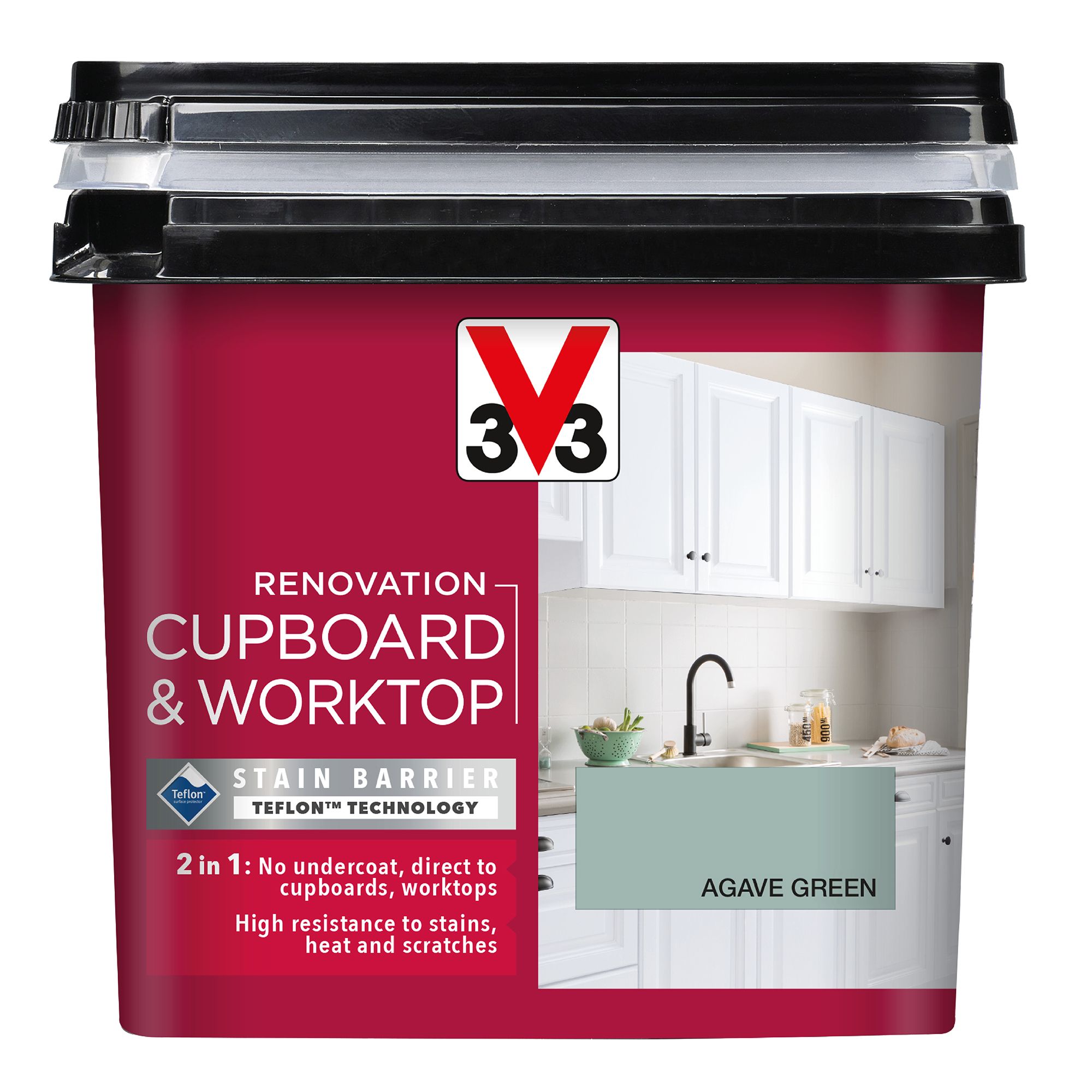 V33 Renovation Agave Green Satinwood Kitchen Cupboard & cabinet paint, 750ml