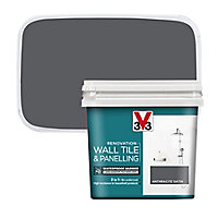 V33 Renovation Anthracite Satinwood Wall tile & panelling paint, 750ml
